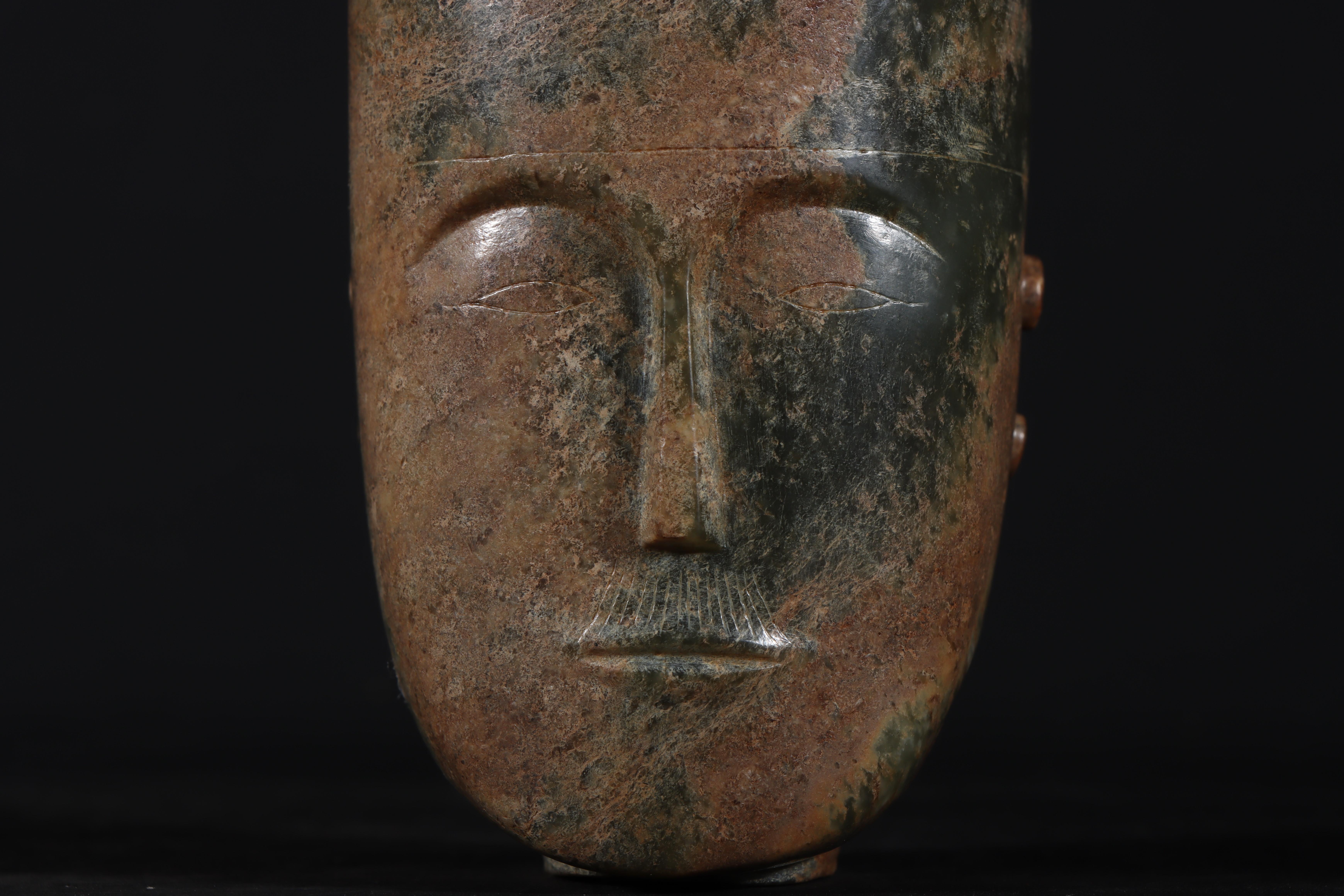 Antike chinesische kulturelle Buddha-Kopf-Skulptur aus Jade (19. Jahrhundert)