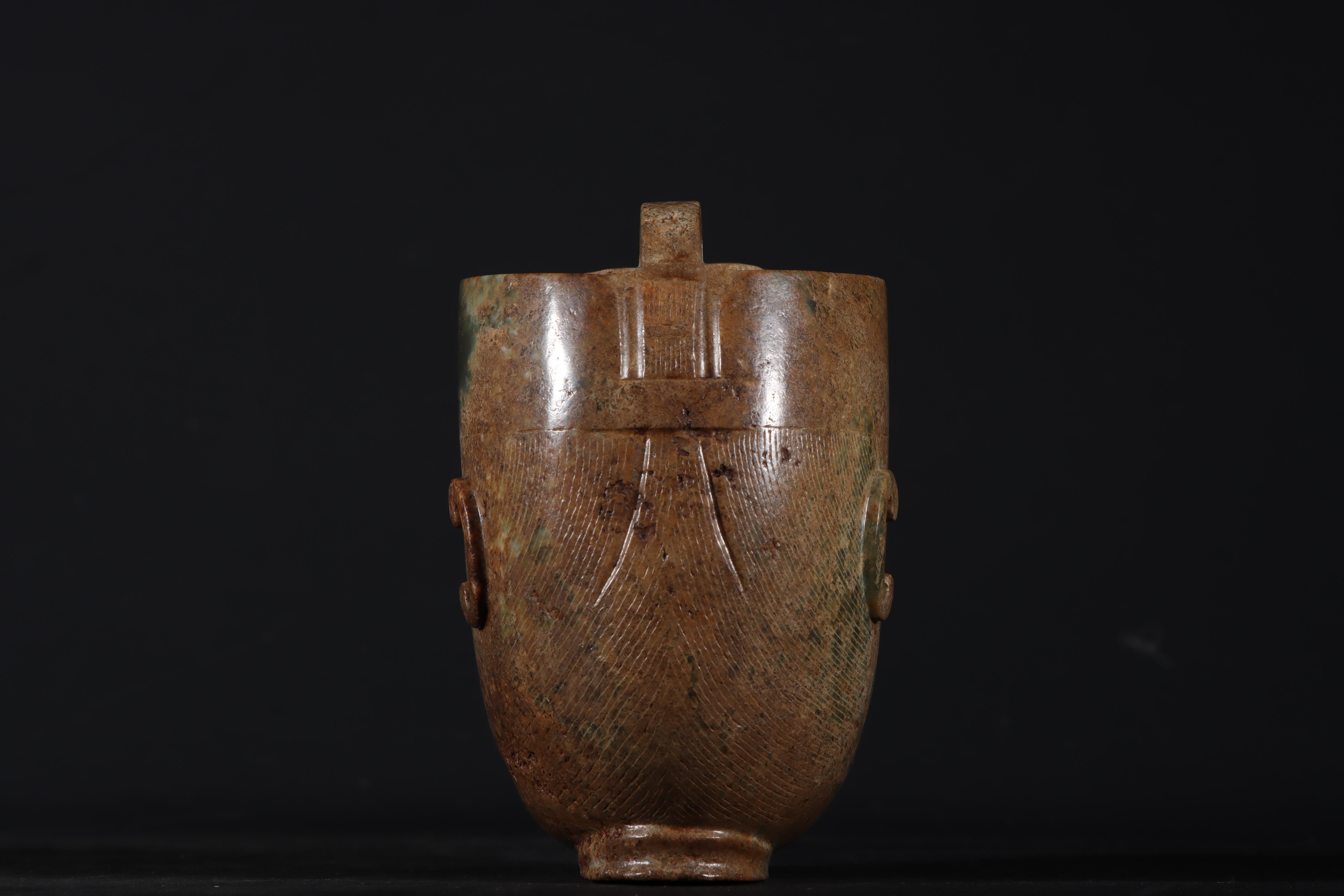 Antike chinesische kulturelle Buddha-Kopf-Skulptur aus Jade 2