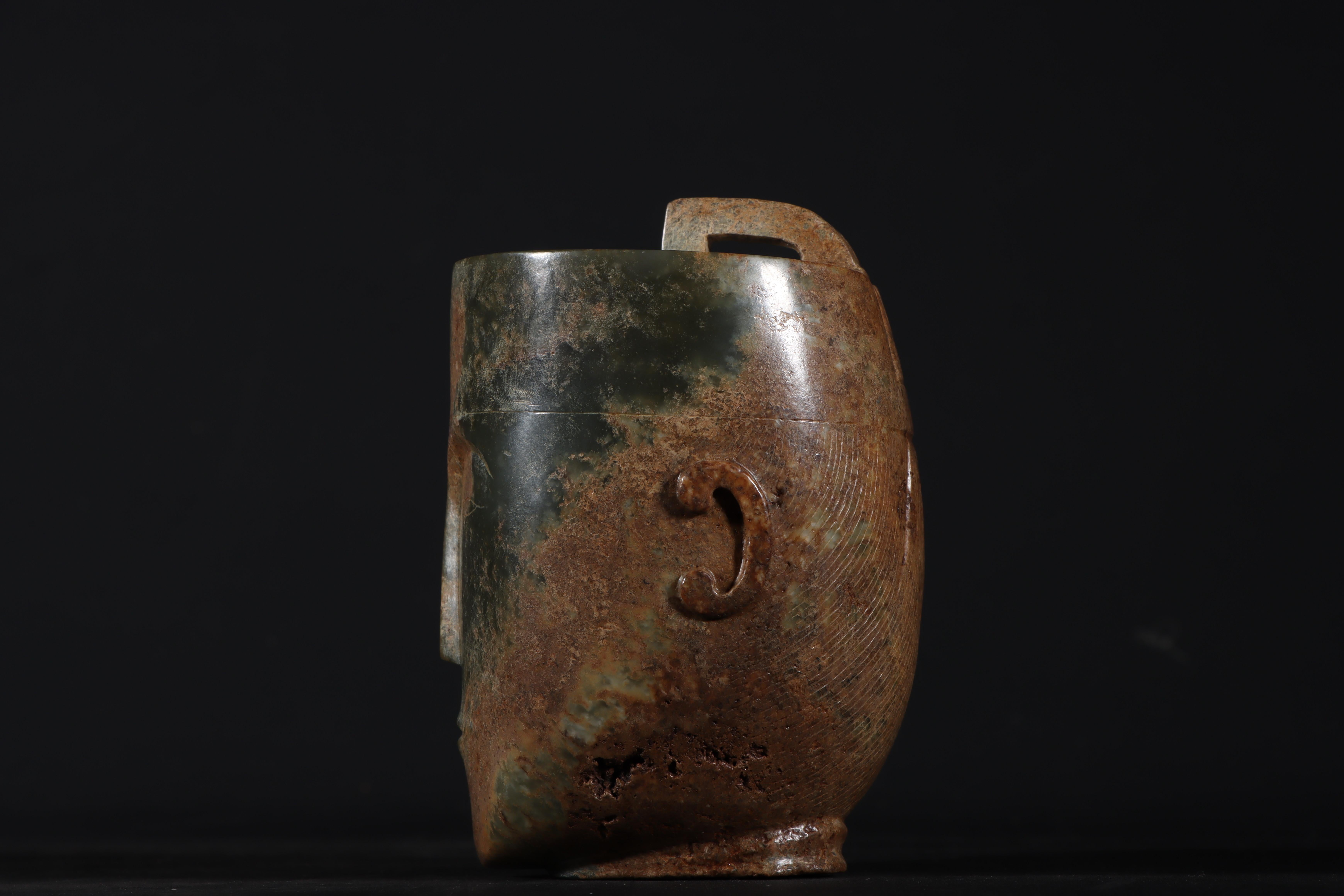 Antike chinesische kulturelle Buddha-Kopf-Skulptur aus Jade 3