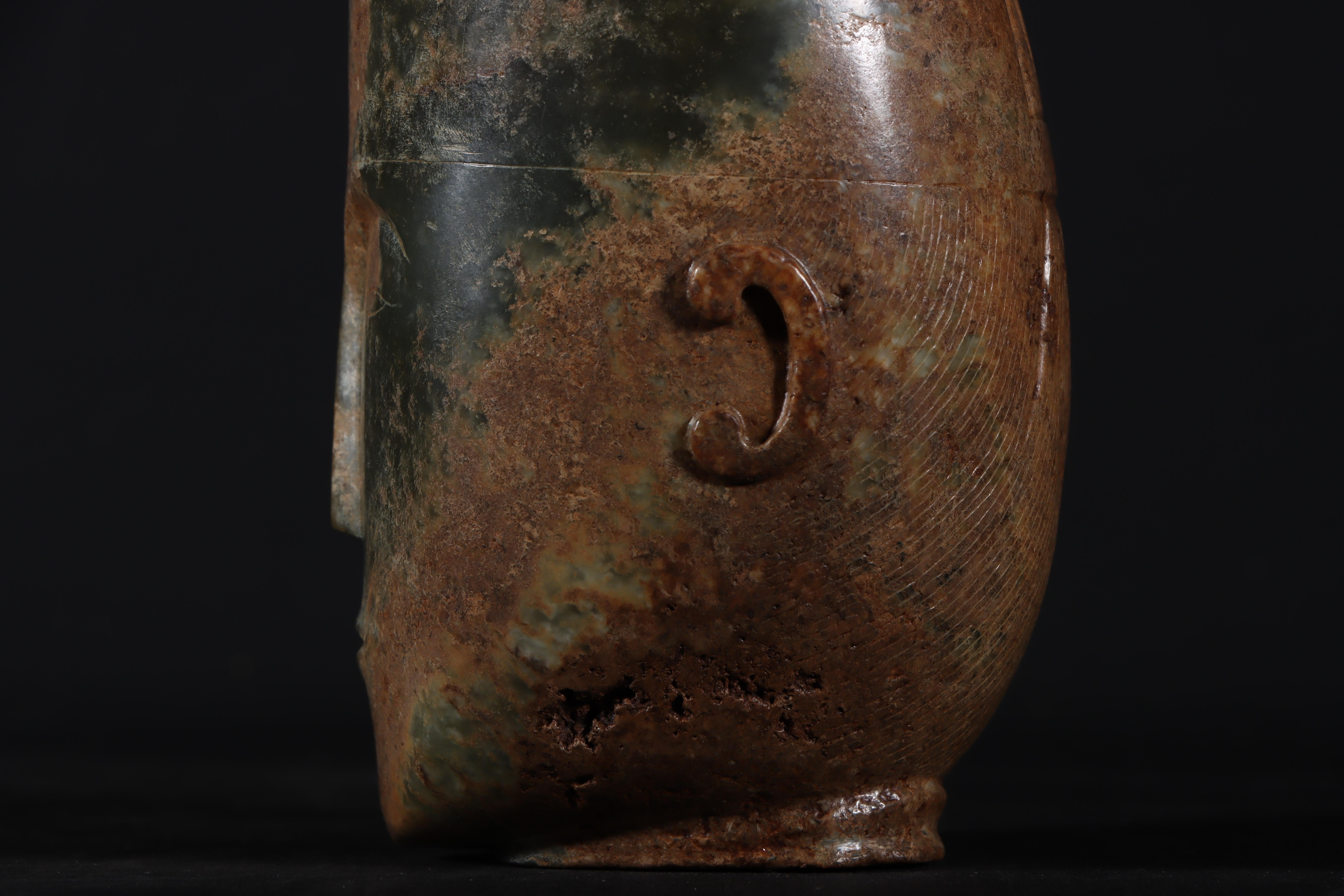 Antike chinesische kulturelle Buddha-Kopf-Skulptur aus Jade 5