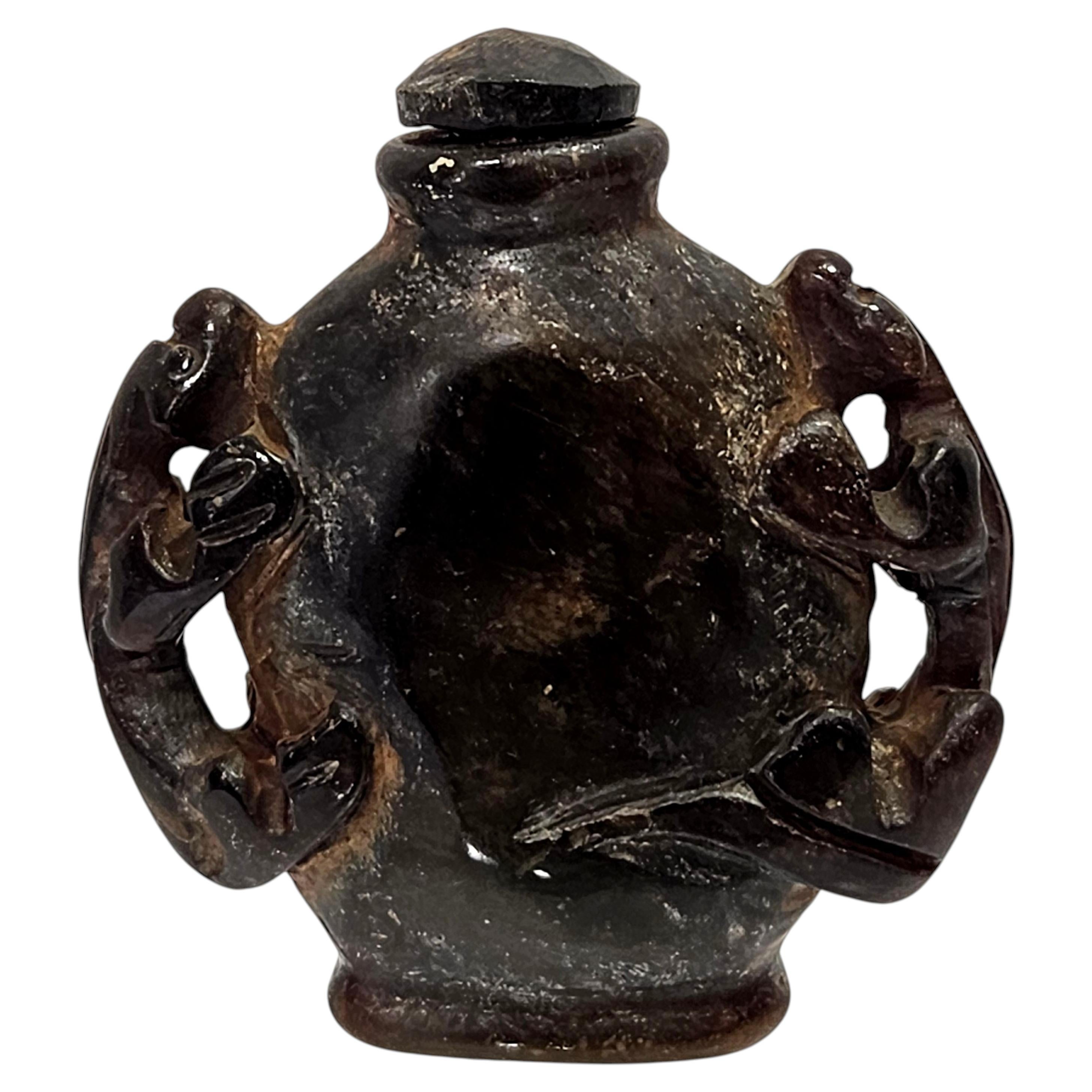 ANTIQUE BOUTEILLE EN PIERRE FONCEE CHINOISE 19ème siècle