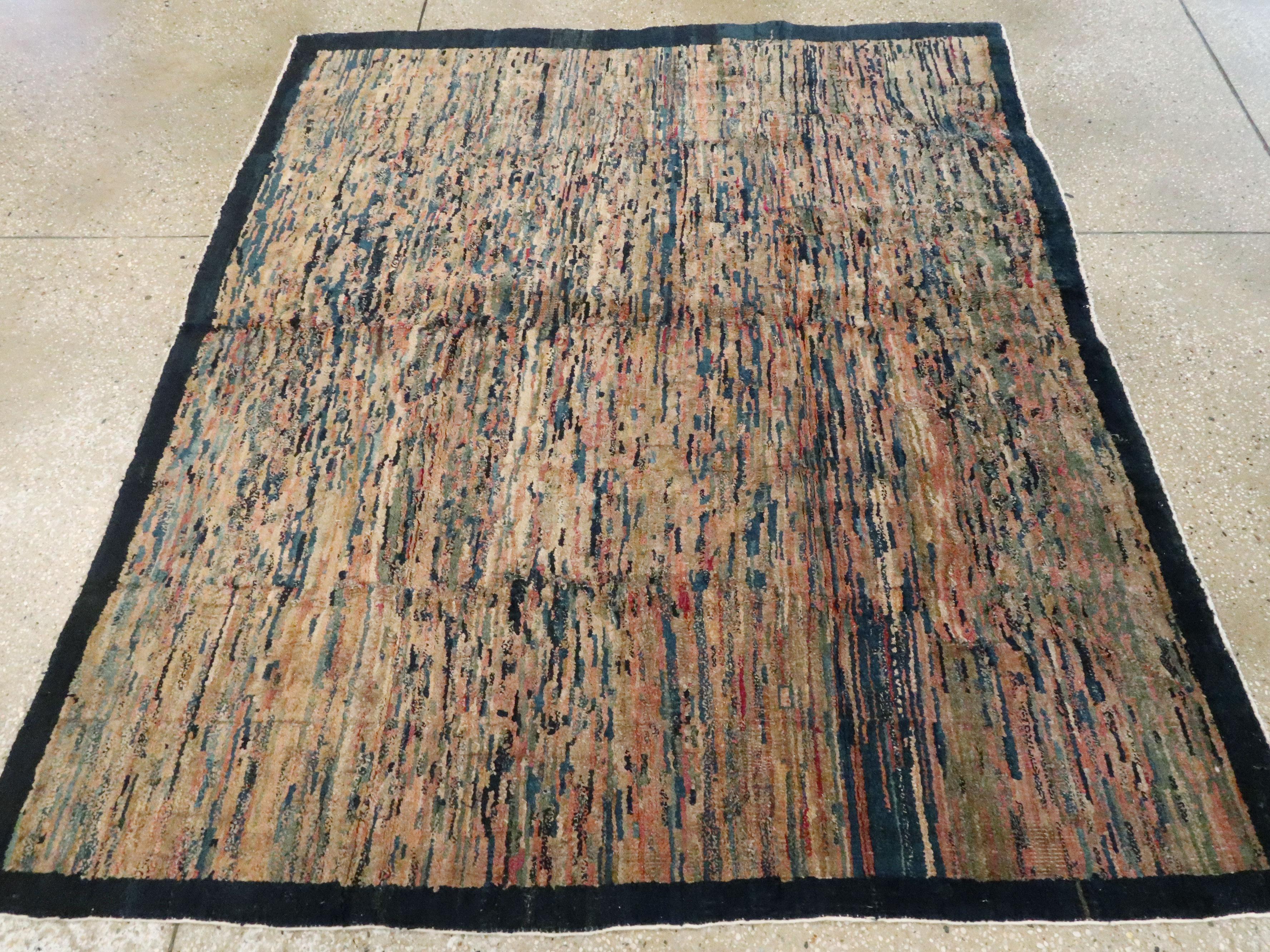 Hand-Knotted Antique Chinese Deco Rug