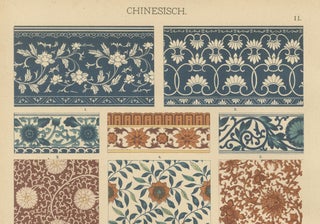 Antique Chinese Decorative Art Prints with Floral and Textile Motifs, 1887, view 6