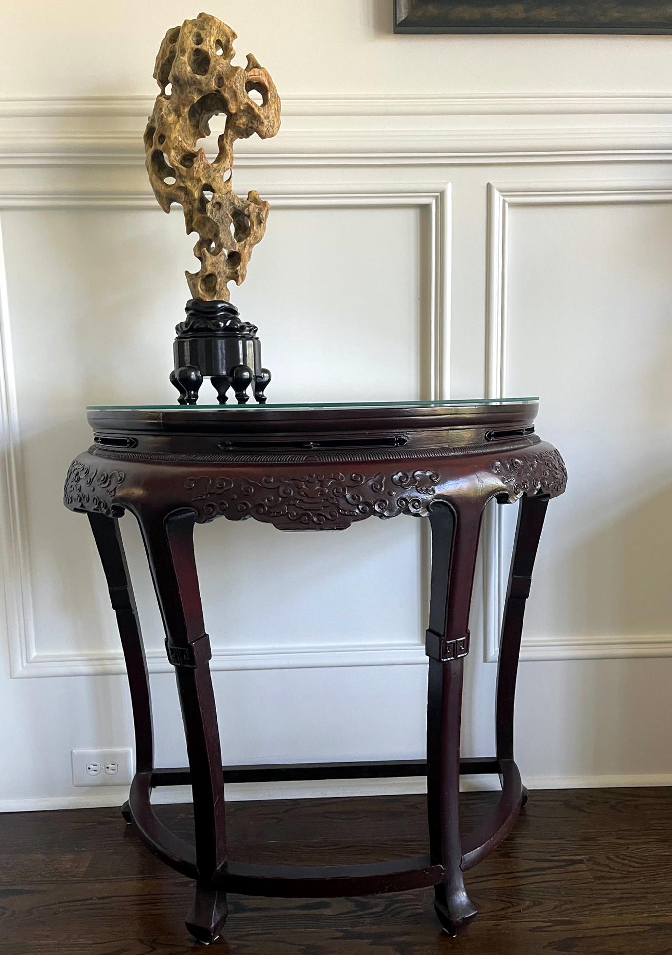 Antique Chinese Demilune Lacquered Table Late Qing Dynasty For Sale 14