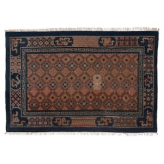 Antique Chinese Diamond Lattice Carpet, c. 1930