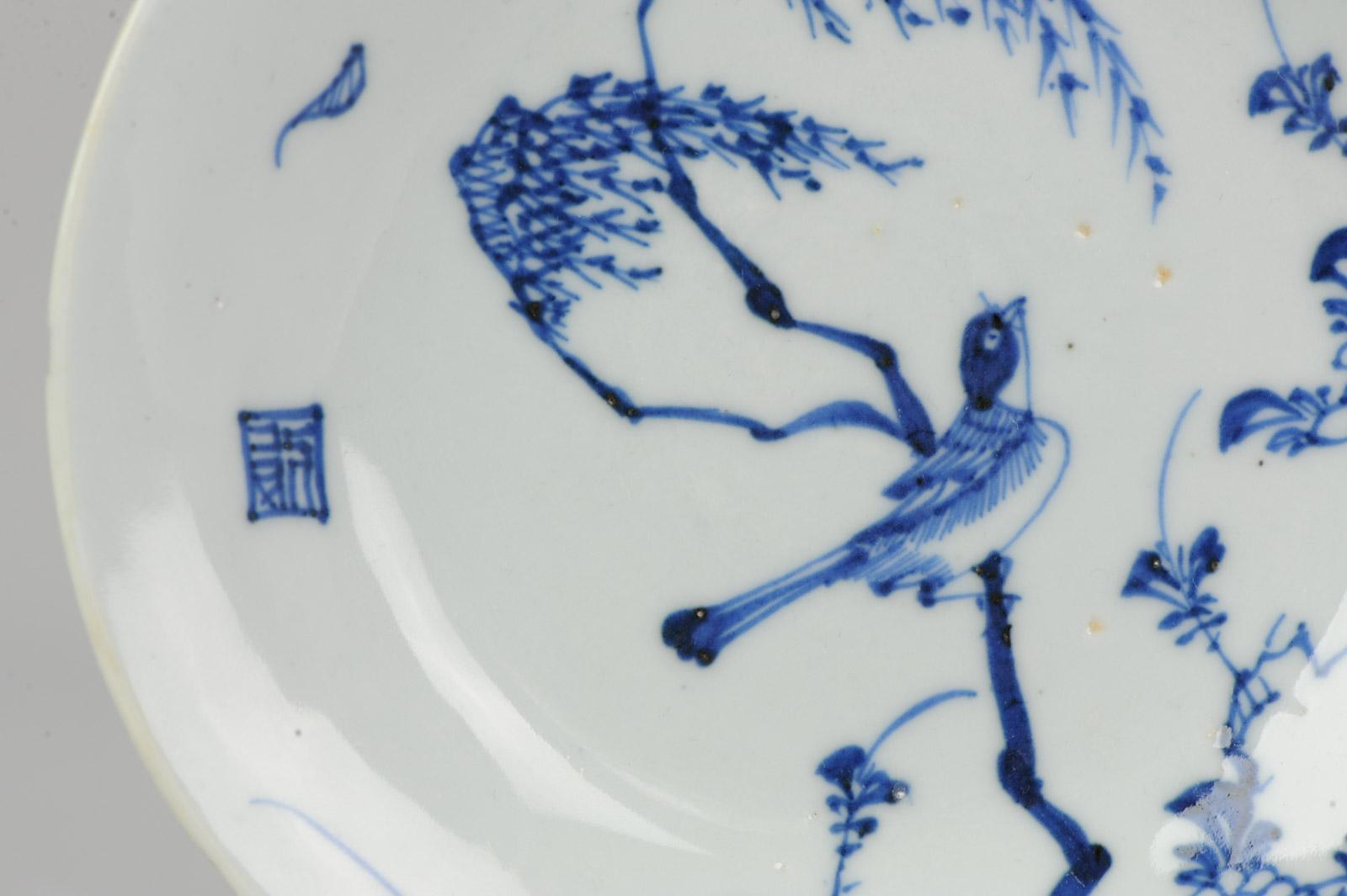 Antique Chinese Domestic Market circa 1600 Porcelain China Plate Magpie Birds 3