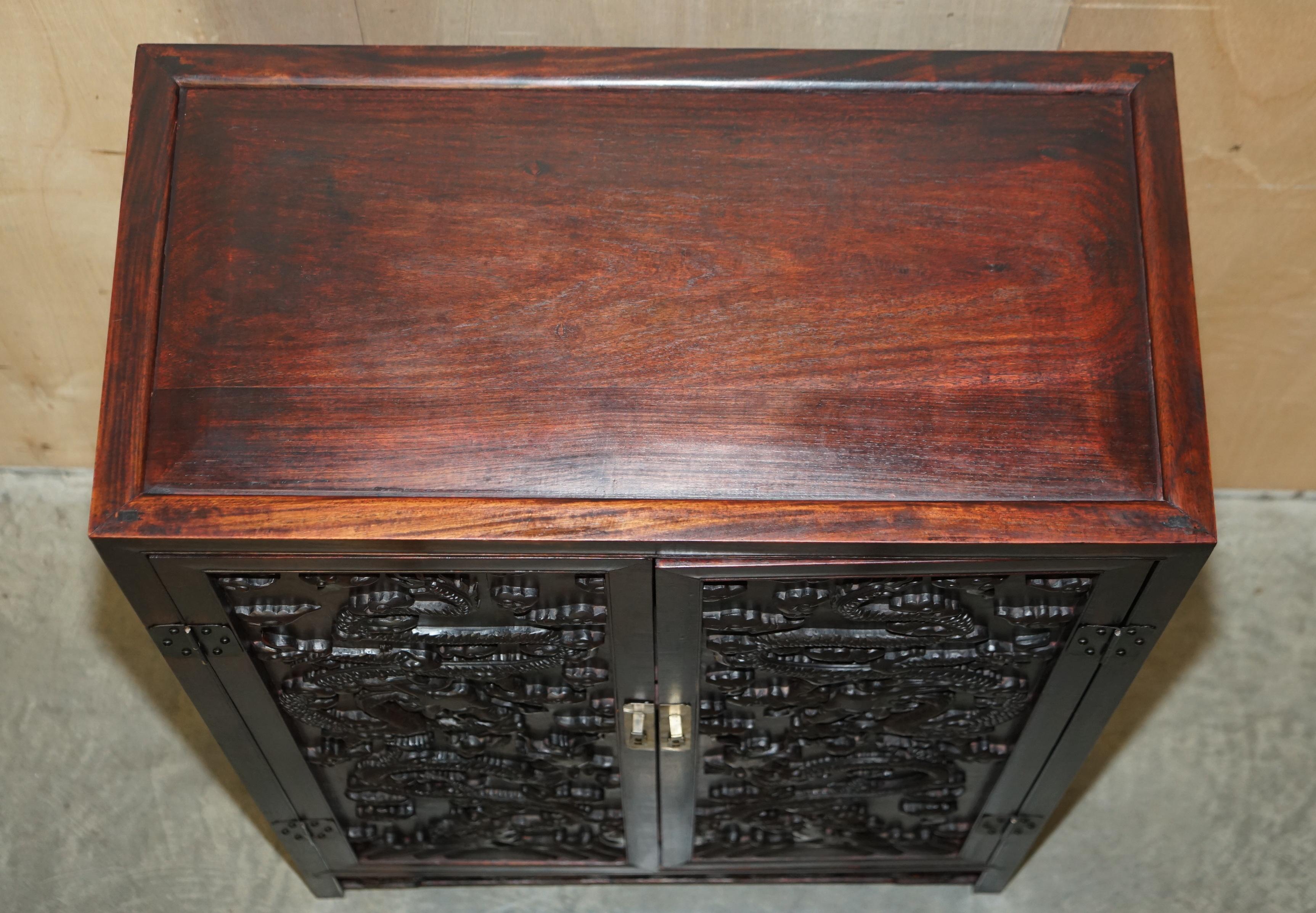 ANTIQUE 1880 CHiNESE DRAGON CARVED HONGMU SIJIANGUI COMPOUND CABINET CUPBOARD 4