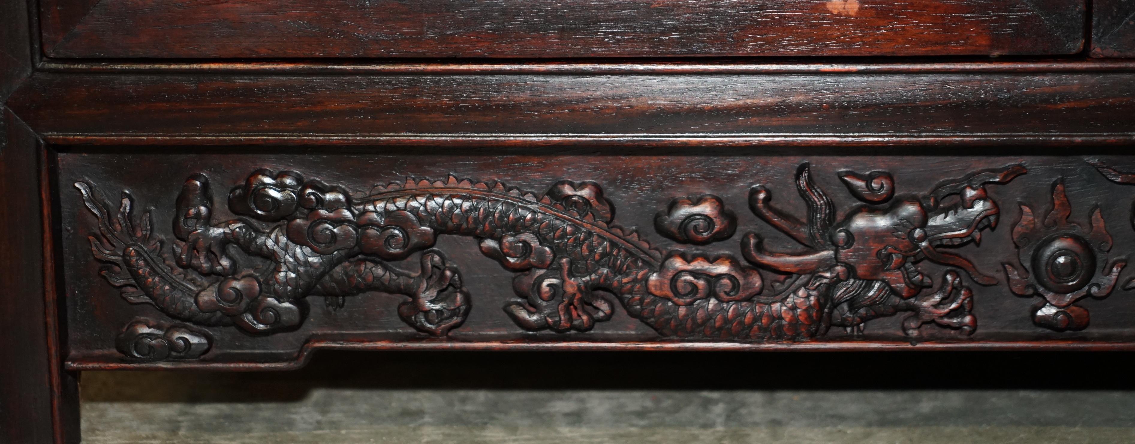 ANTIQUE 1880 CHiNESE DRAGON CARVED HONGMU SIJIANGUI COMPOUND CABINET CUPBOARD 1