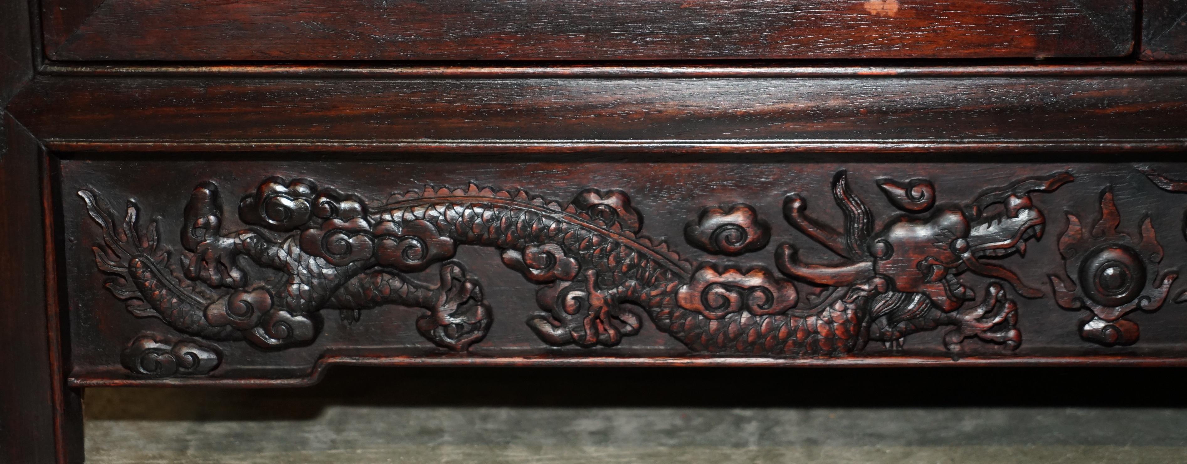 ANTIQUE 1880 CHiNESE DRAGON CARVED HONGMU SIJIANGUI COMPOUND CABINET CUPBOARD 2