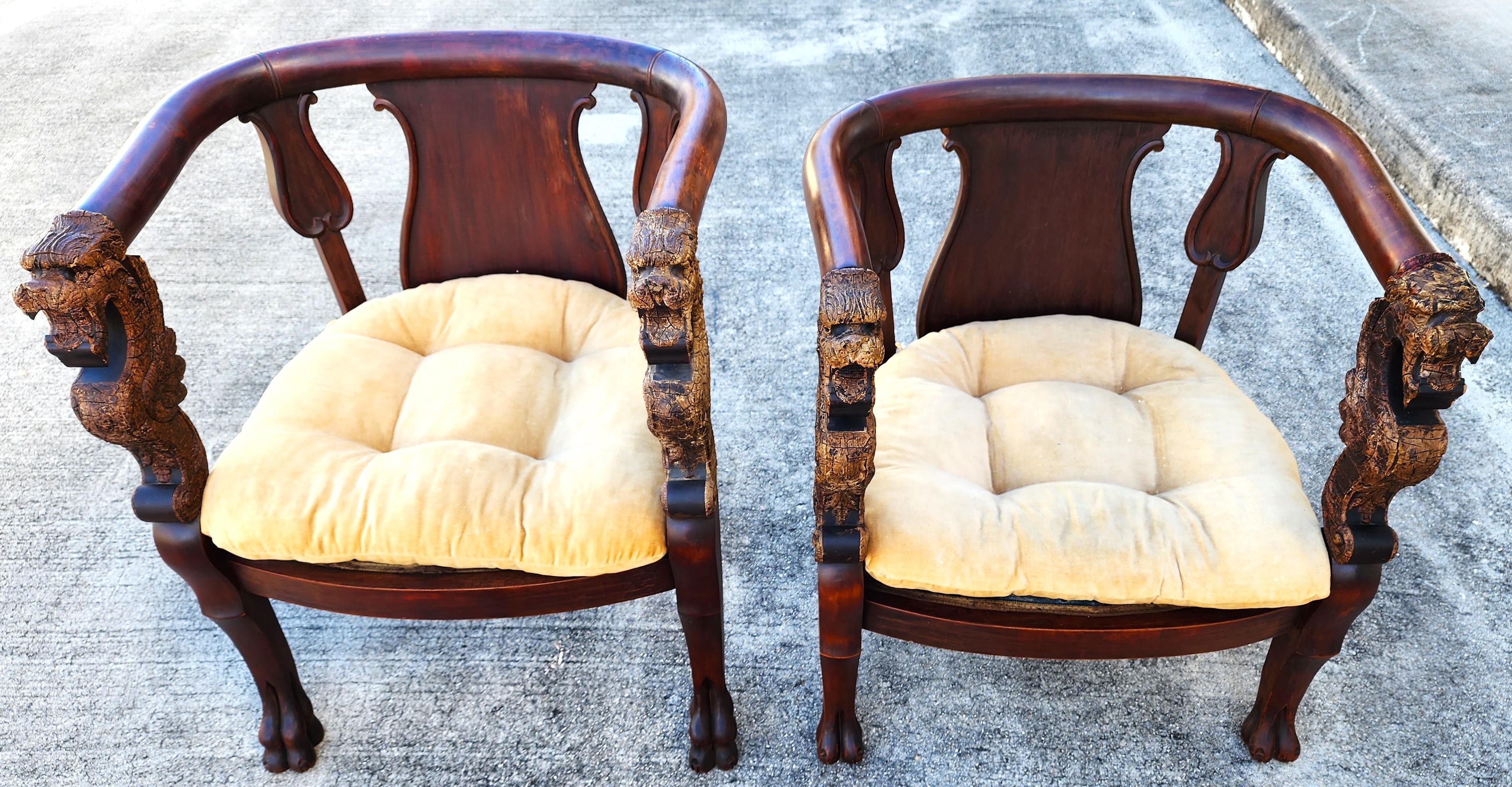 Antique Chinese Dragon Chairs Asian Pair For Sale 10