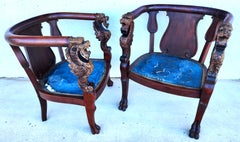 Antique Chinese Dragon Chairs Asian Pair