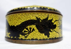 Antique Chinese Dragon Cloisonné Enamel Round Lidded Box 19th Century CO#02