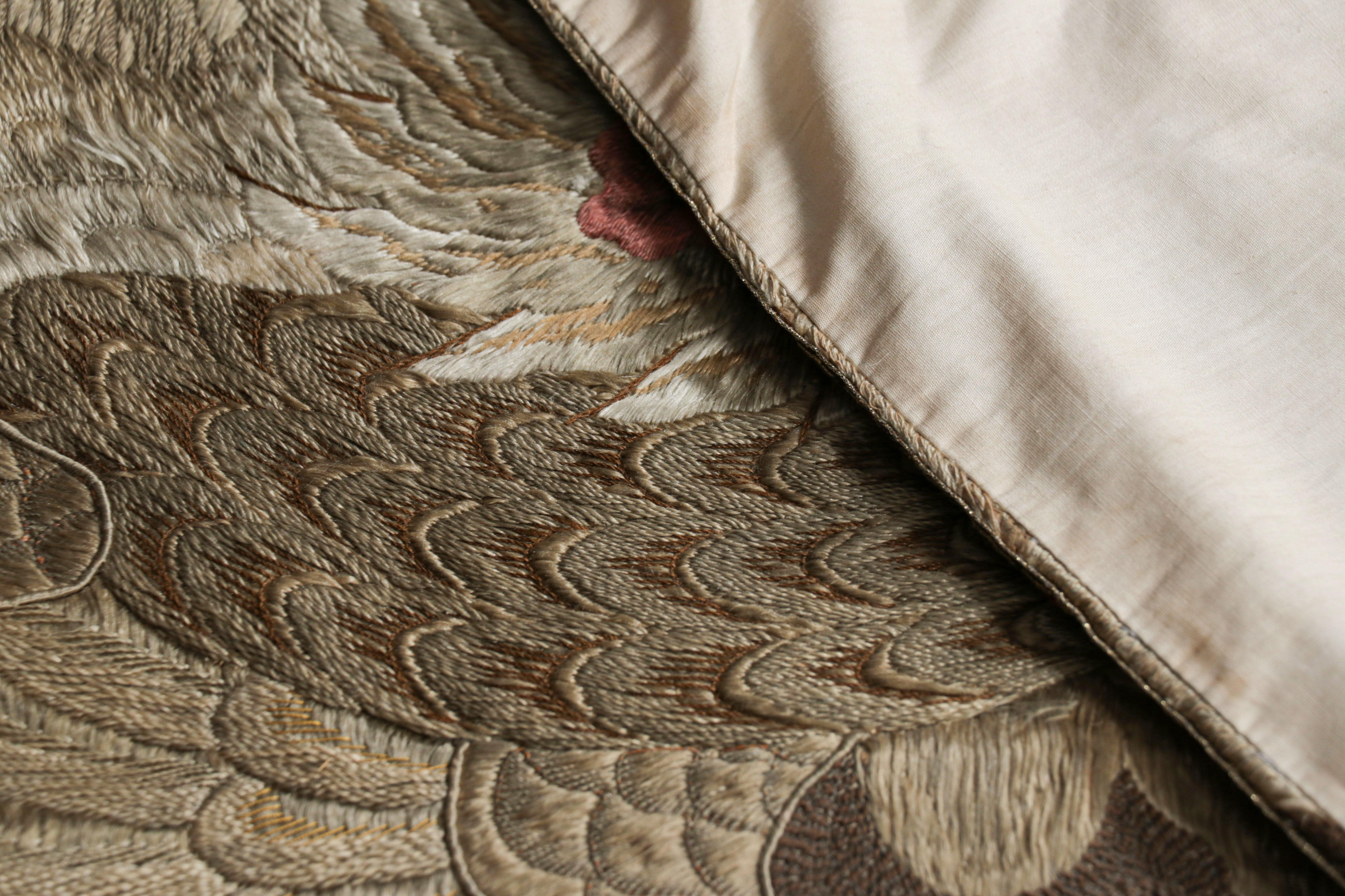 Antique Chinese Dragon & Phoenix Tapestry in Brown  Rug & Kilim For Sale 1