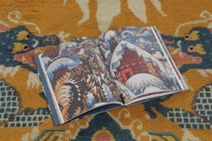 Antique Chinese Dragon Pictorial Gold Runner with Imperial Symbols - Rug & Kilim