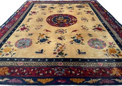 Antique Chinese Dragon Rug. Art Deco, Around 1920