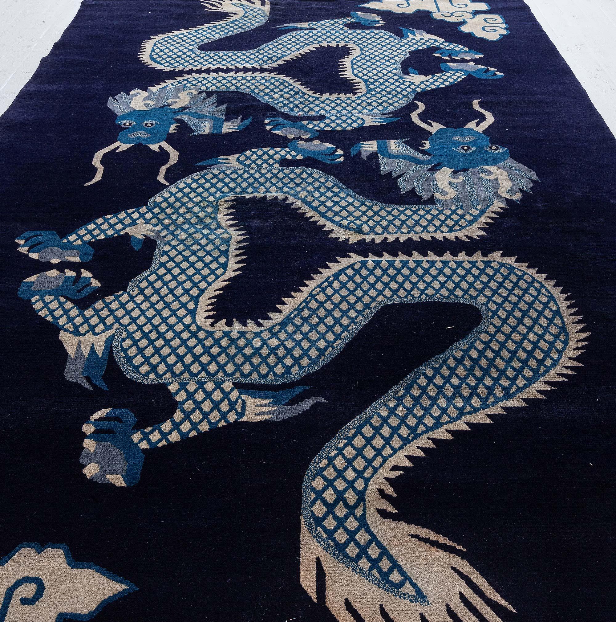 Chinese Chippendale Antique Chinese Dragon Rug For Sale