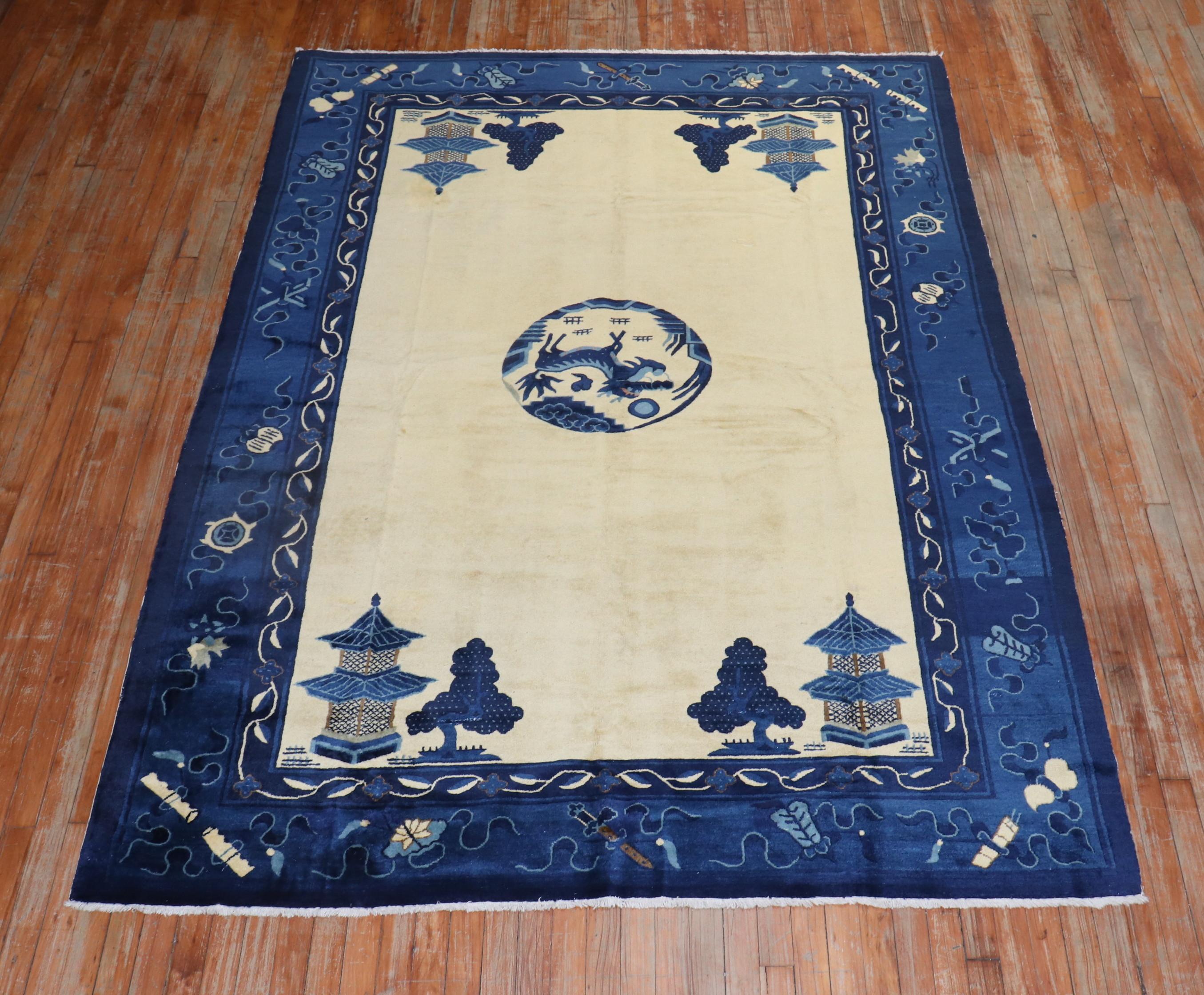 Empire Antique Chinese Dragon Rug For Sale