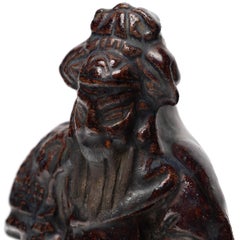 Antique Chinese Drip Glazed God of Wealth Figure, Early 20th Century