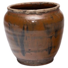 Antique Chinese Drip Glazed Kitchen Pot, Early 20th Century