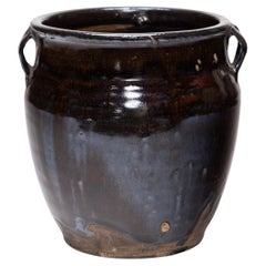 Antique Chinese Drip Glazed Kitchen Pot, Early 20th Century