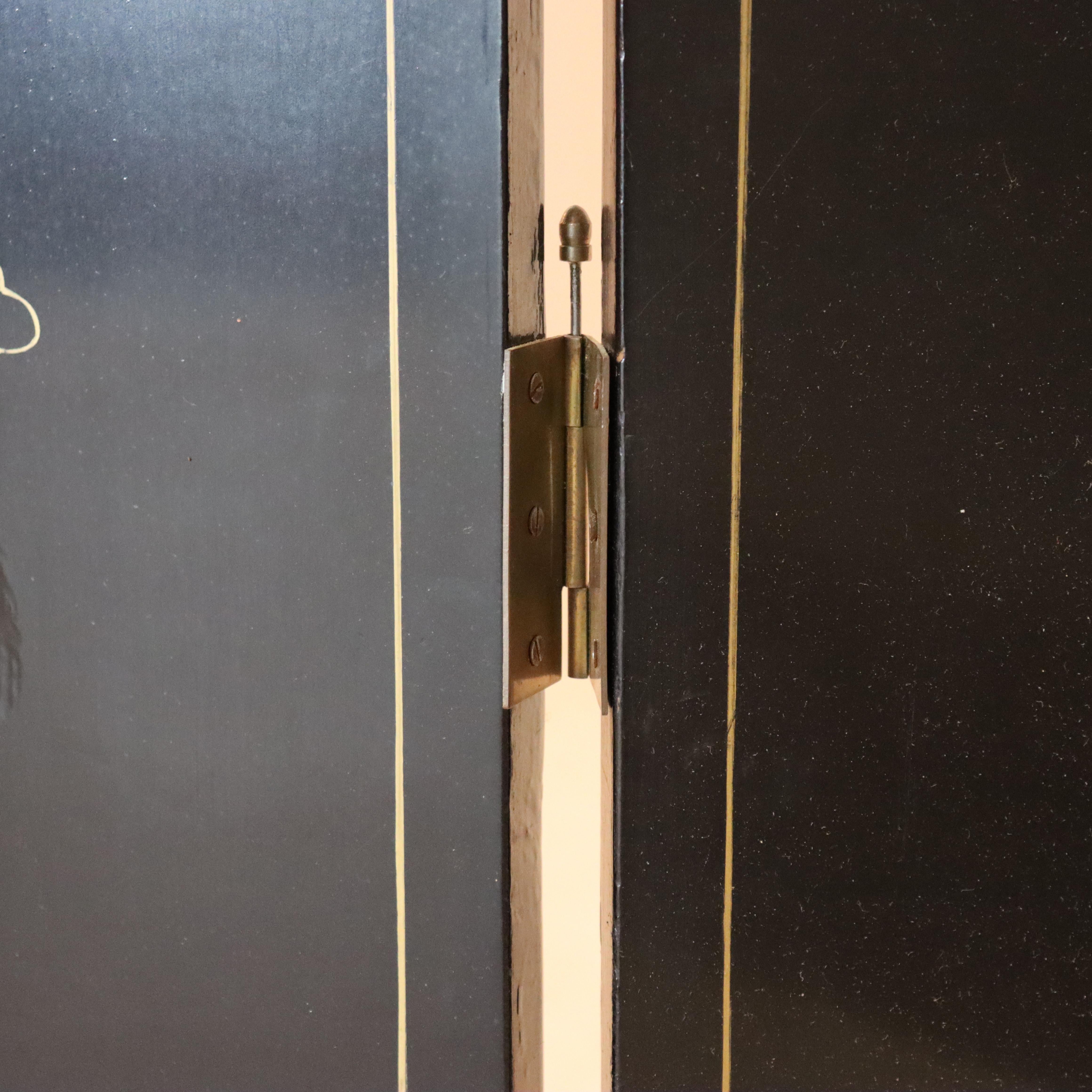 Antico paravento cinese ebanizzato a sei pannelli dell'inizio del XX secolo in vendita 6