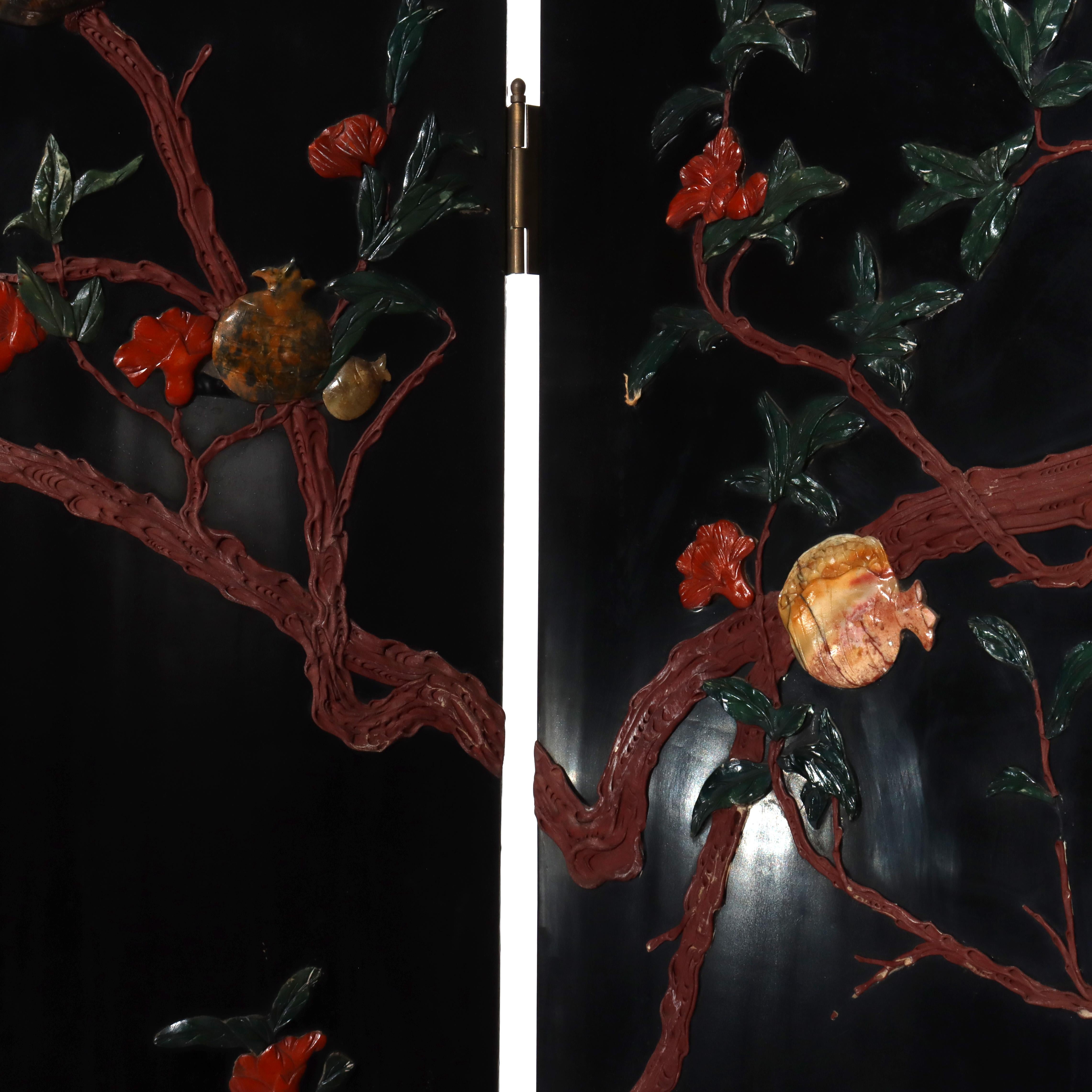 Antico paravento cinese ebanizzato a sei pannelli dell'inizio del XX secolo in vendita 15