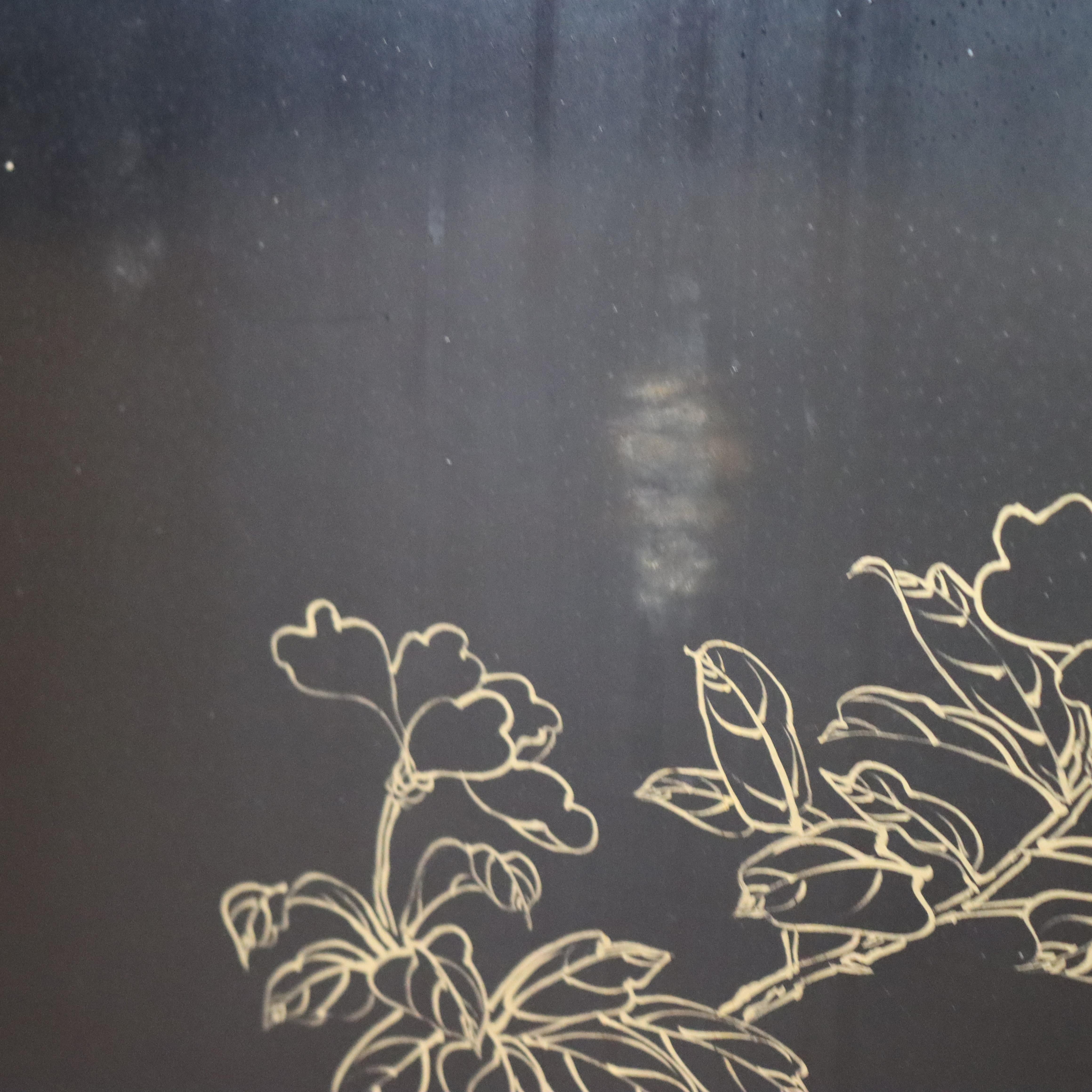 Antico paravento cinese ebanizzato a sei pannelli dell'inizio del XX secolo in vendita 1