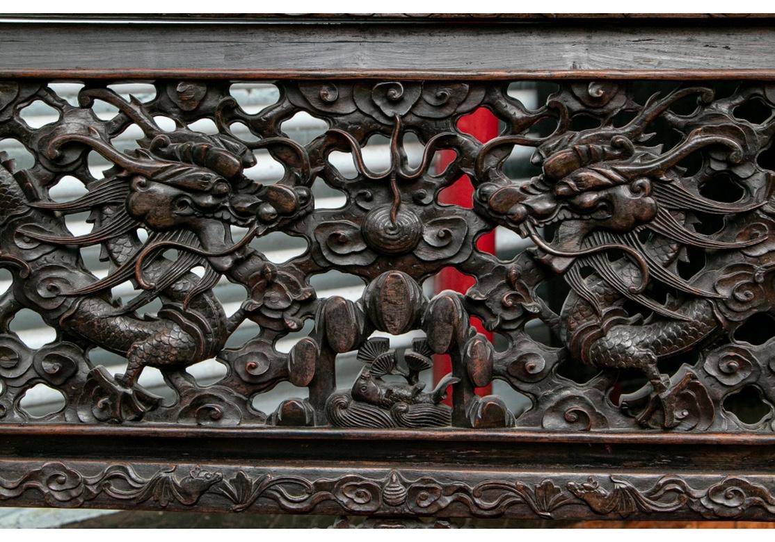 Antique Chinese Elaborately Carved Scholar’s Bench For Sale 2