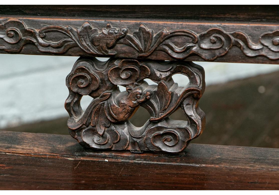 Antique Chinese Elaborately Carved Scholar’s Bench For Sale 4