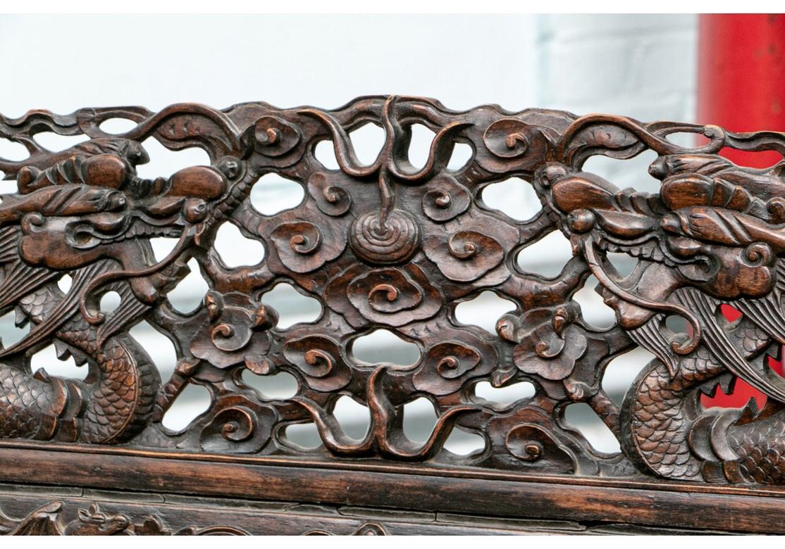Antique Chinese Elaborately Carved Scholar’s Bench For Sale 5