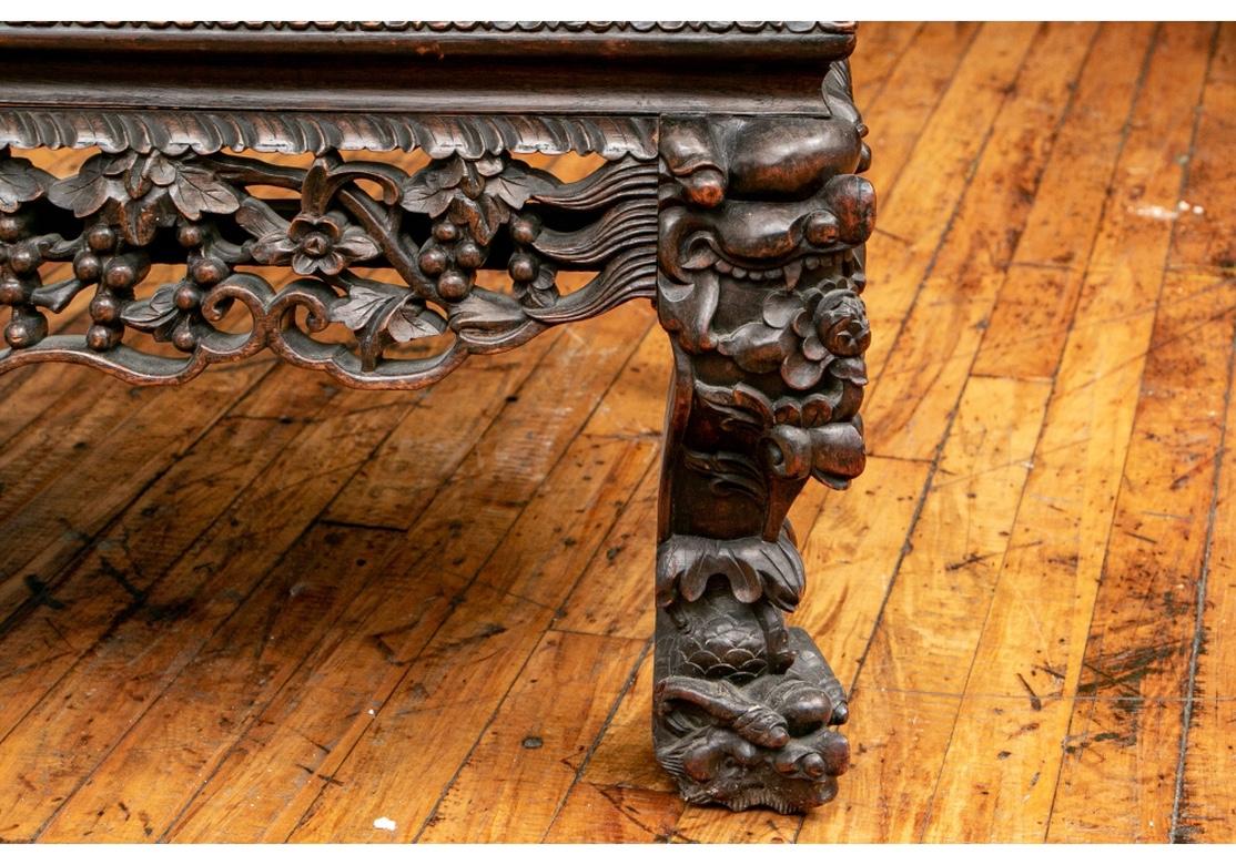 Antique Chinese Elaborately Carved Scholar’s Bench For Sale 6