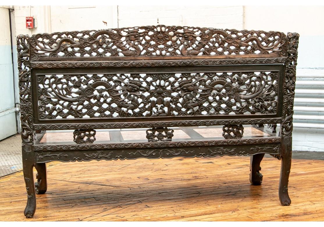 Antique Chinese Elaborately Carved Scholar’s Bench For Sale 8