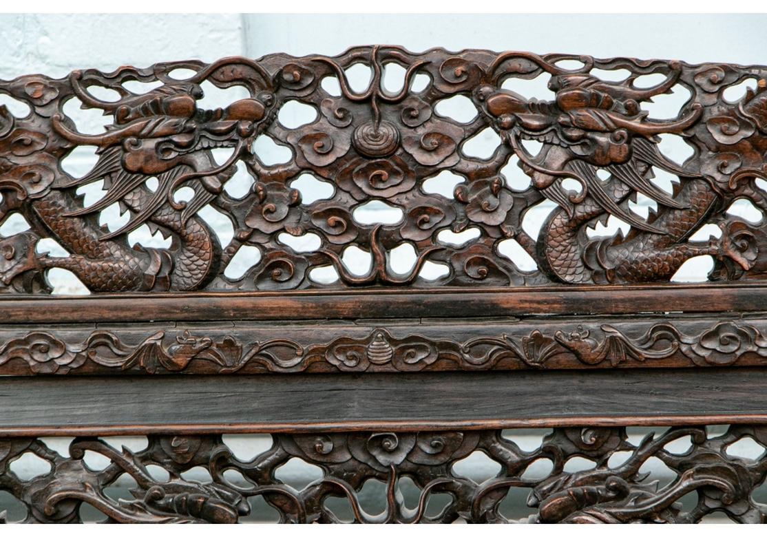 Ming Antique Chinese Elaborately Carved Scholar’s Bench For Sale