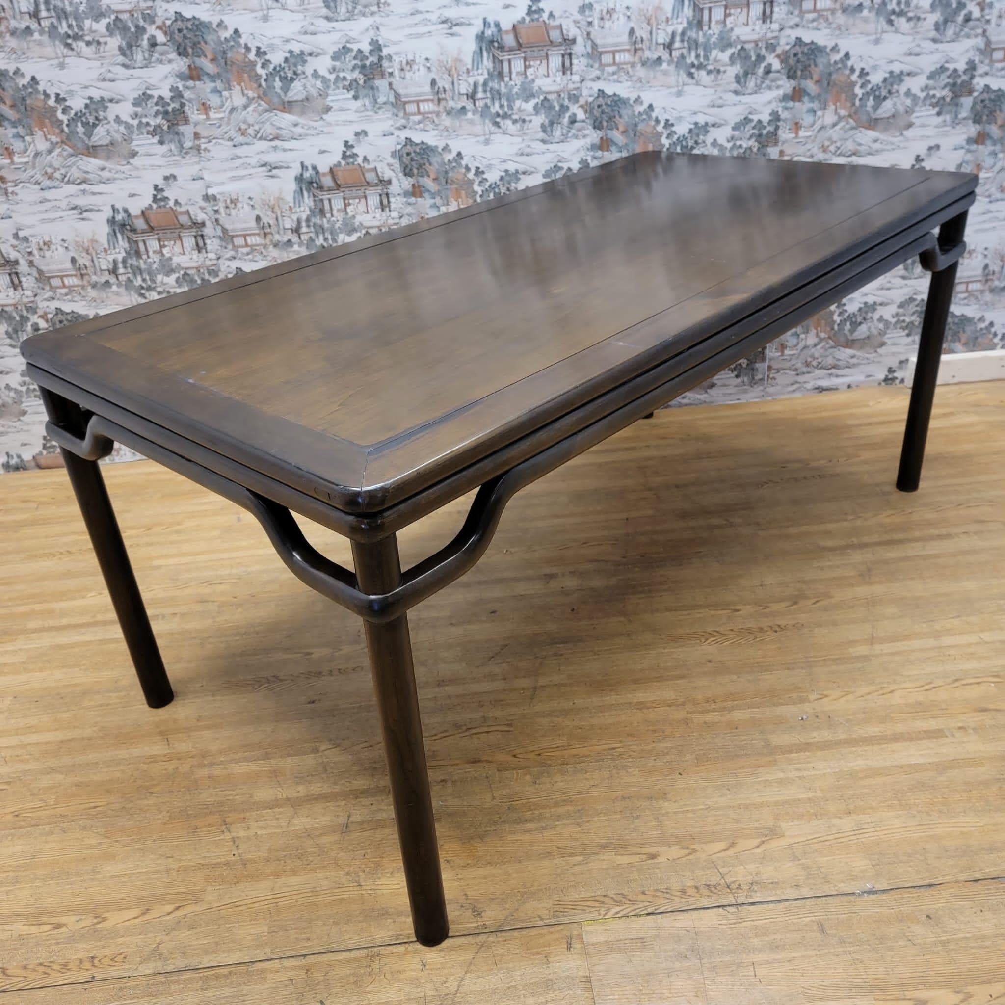 Antique Chinese elm altar table with original color and patina.

This is an antique Chinese elm wood alter table with original color and patina. Can be used as a dining table, or a desk. 

Circa: 1950

Dimensions:

W 71”
H 31”
D 35”