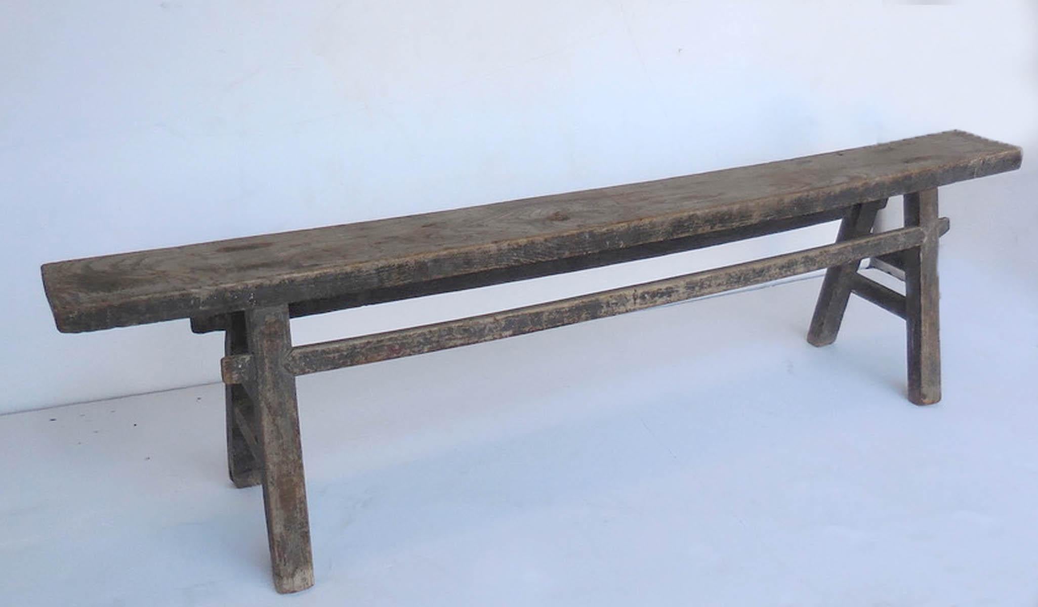 Antique Chinese Elm Bench 8