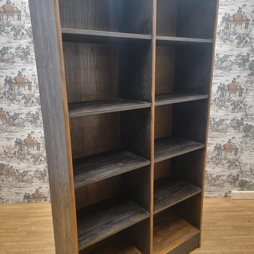 Hand-Crafted Vintage Chinese Elm Display Cabinet / Bookcase, Pair For Sale