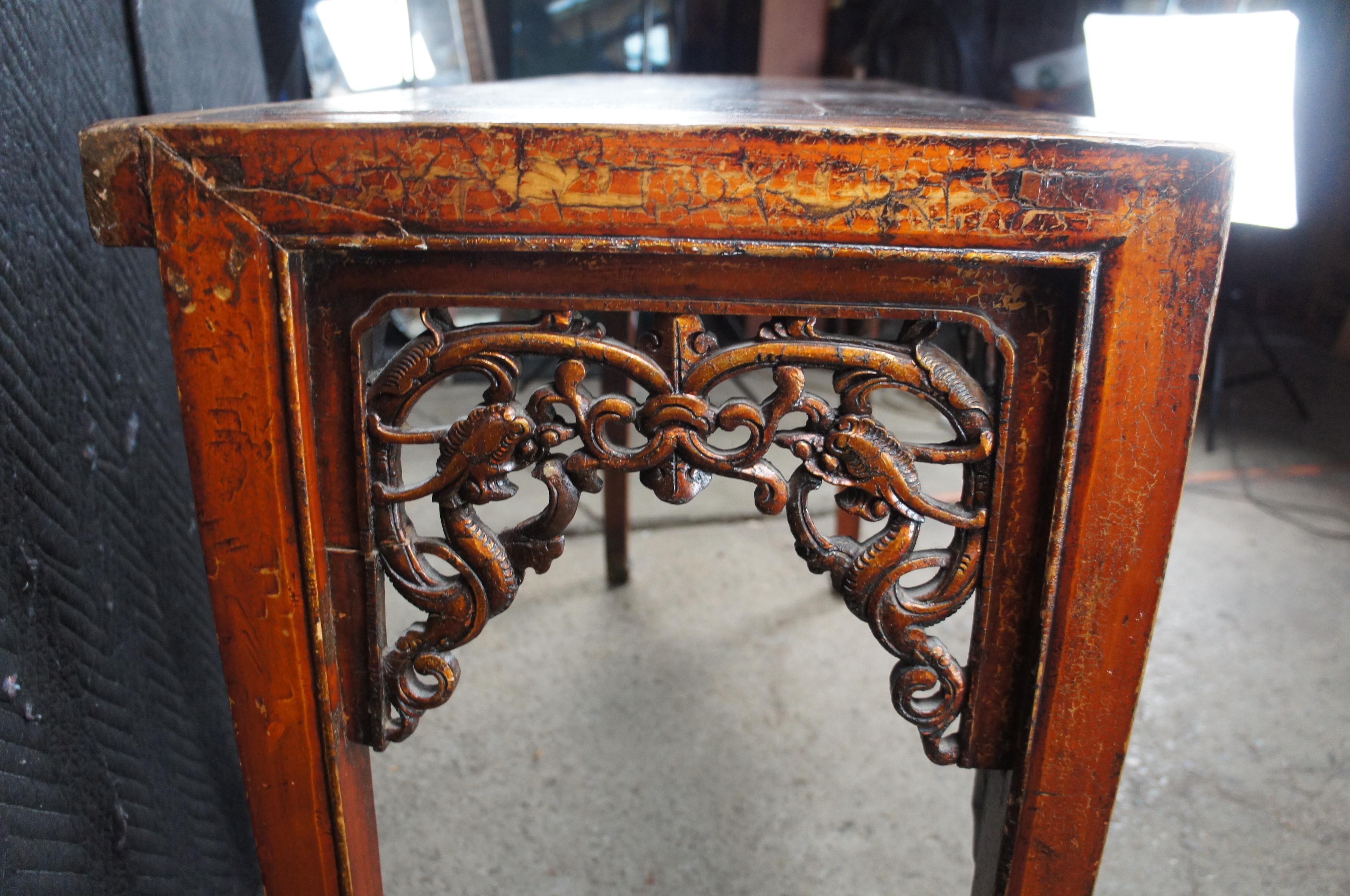 Antico Drago cinese in olmo intagliato Chinoiserie Divano Console Altare Hall Bar Tavolo in vendita 4
