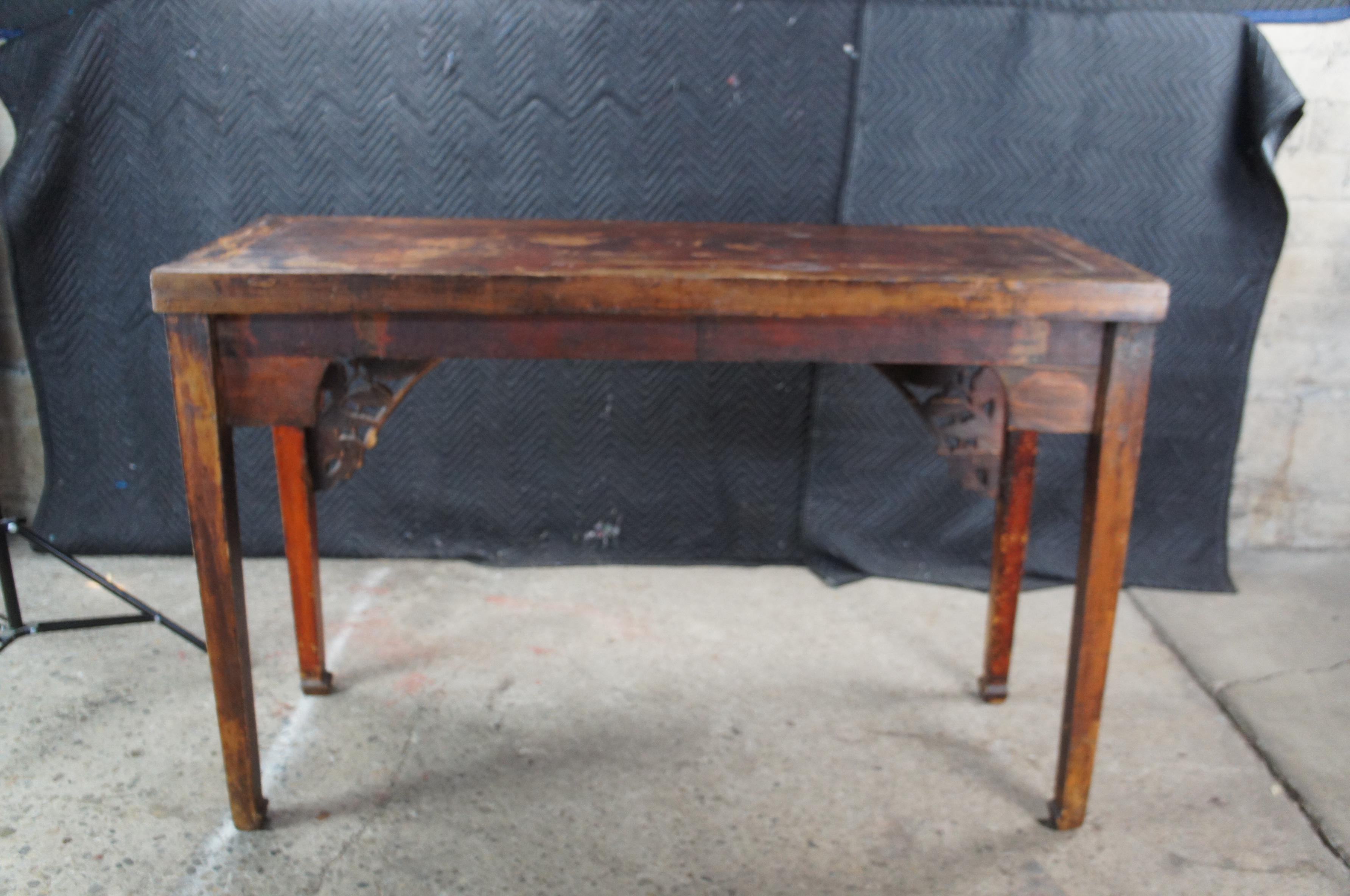Antico Drago cinese in olmo intagliato Chinoiserie Divano Console Altare Hall Bar Tavolo in vendita 5