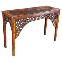 Antico Drago cinese in olmo intagliato Chinoiserie Divano Console Altare Hall Bar Tavolo