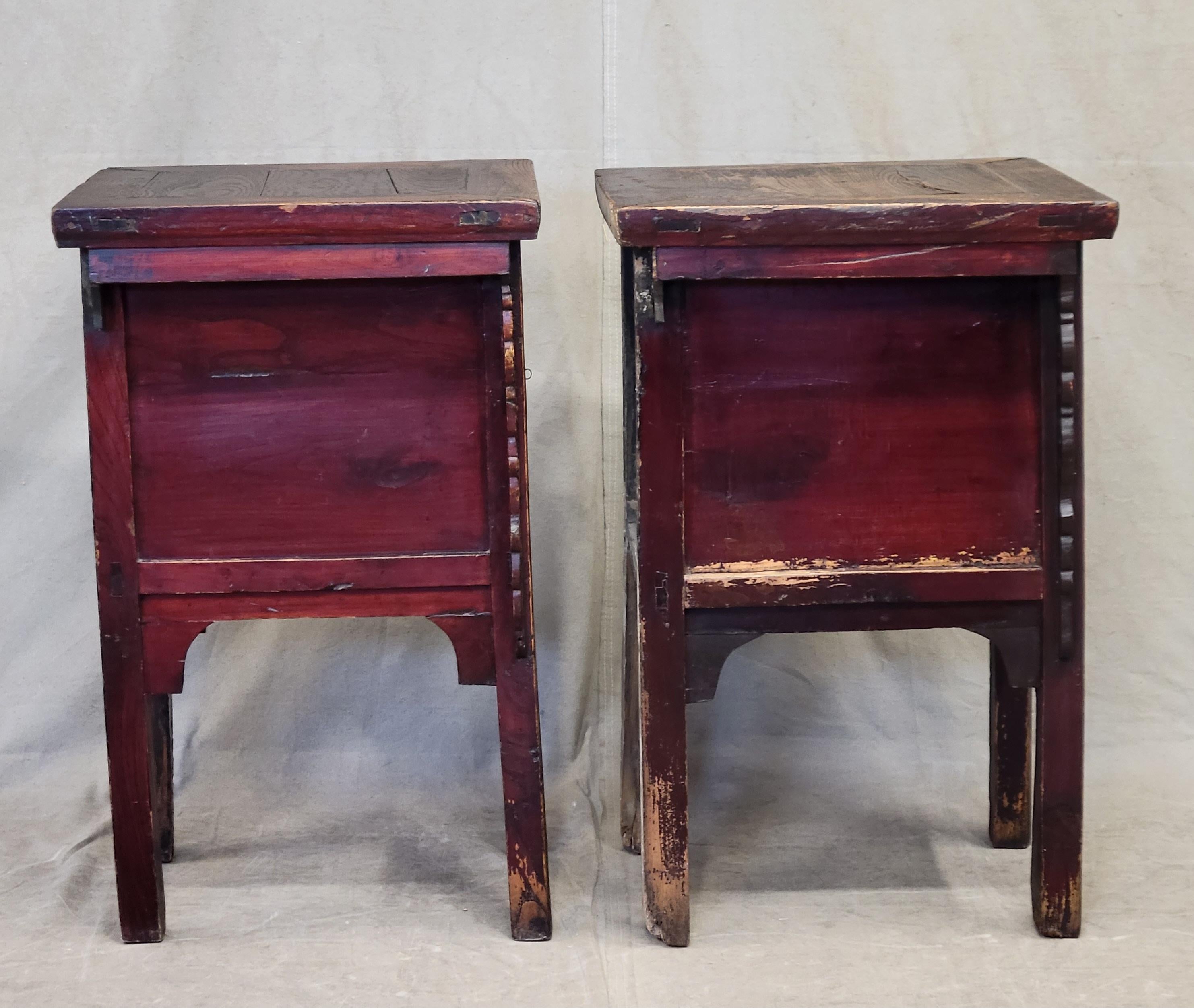Antique Chinese Elm Side Tables / Altar Tables - a Near Pair 4