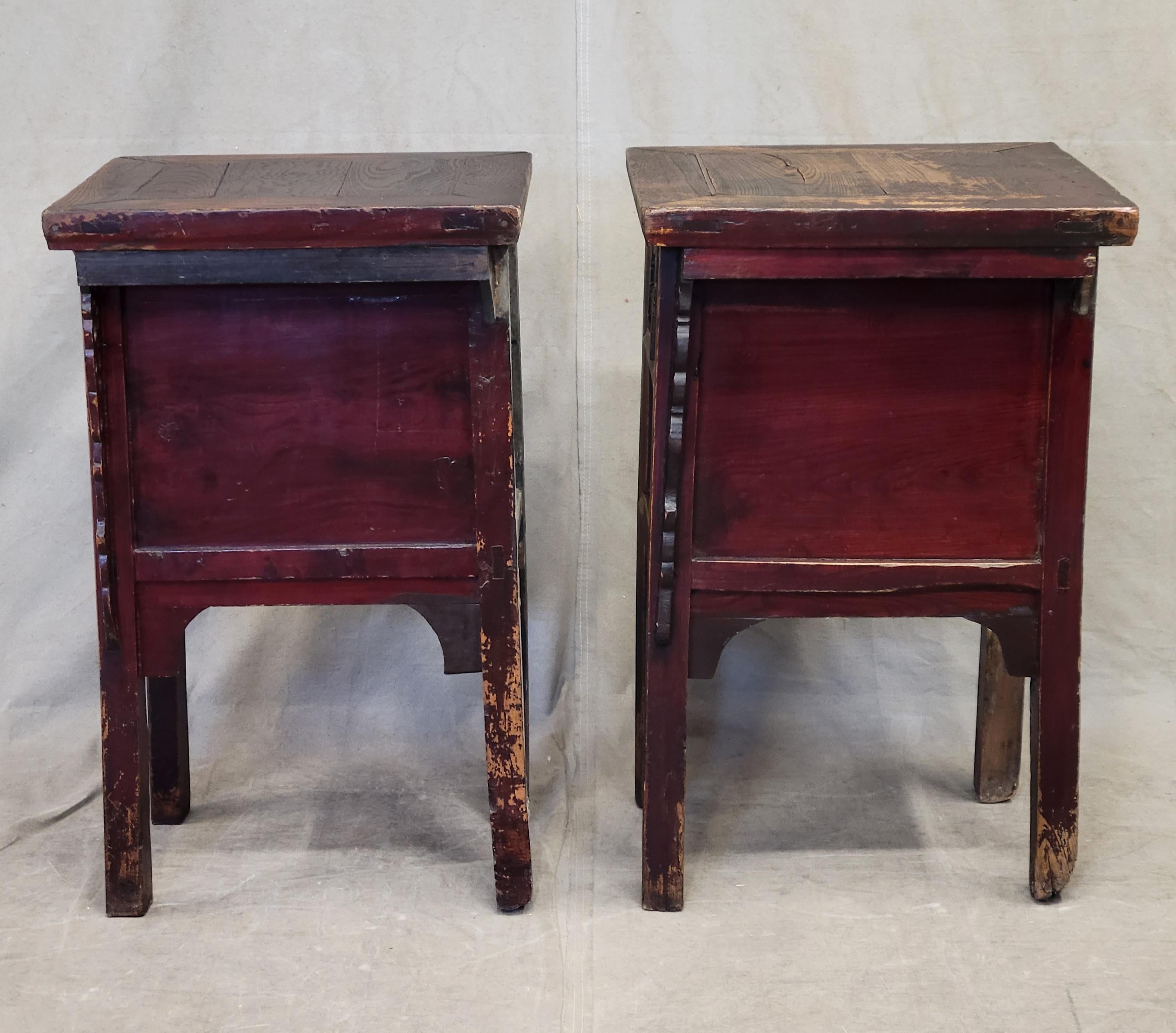 Antique Chinese Elm Side Tables / Altar Tables - a Near Pair 5