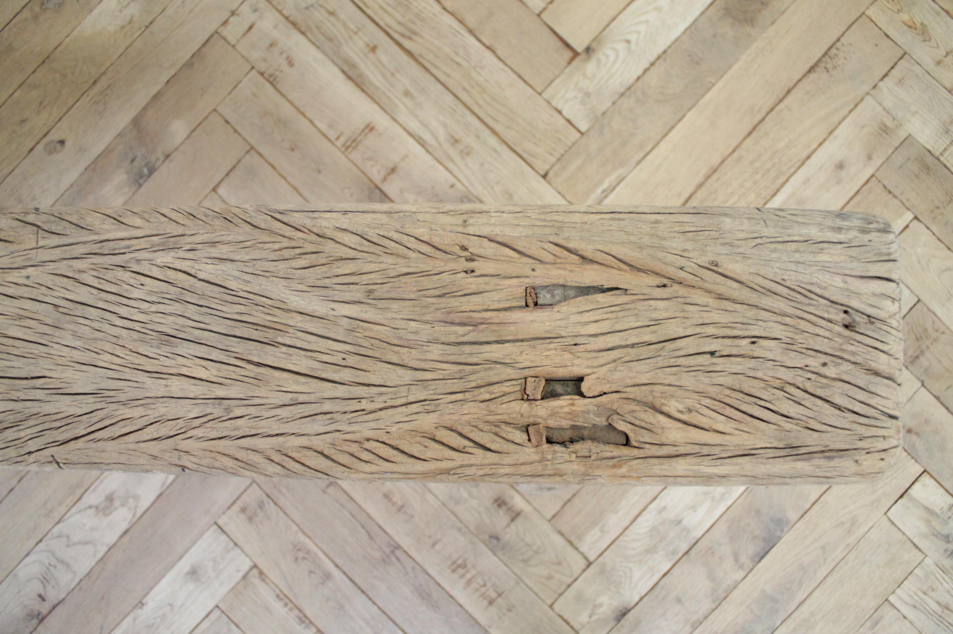 Antique Asian Elm Wood Bench 1