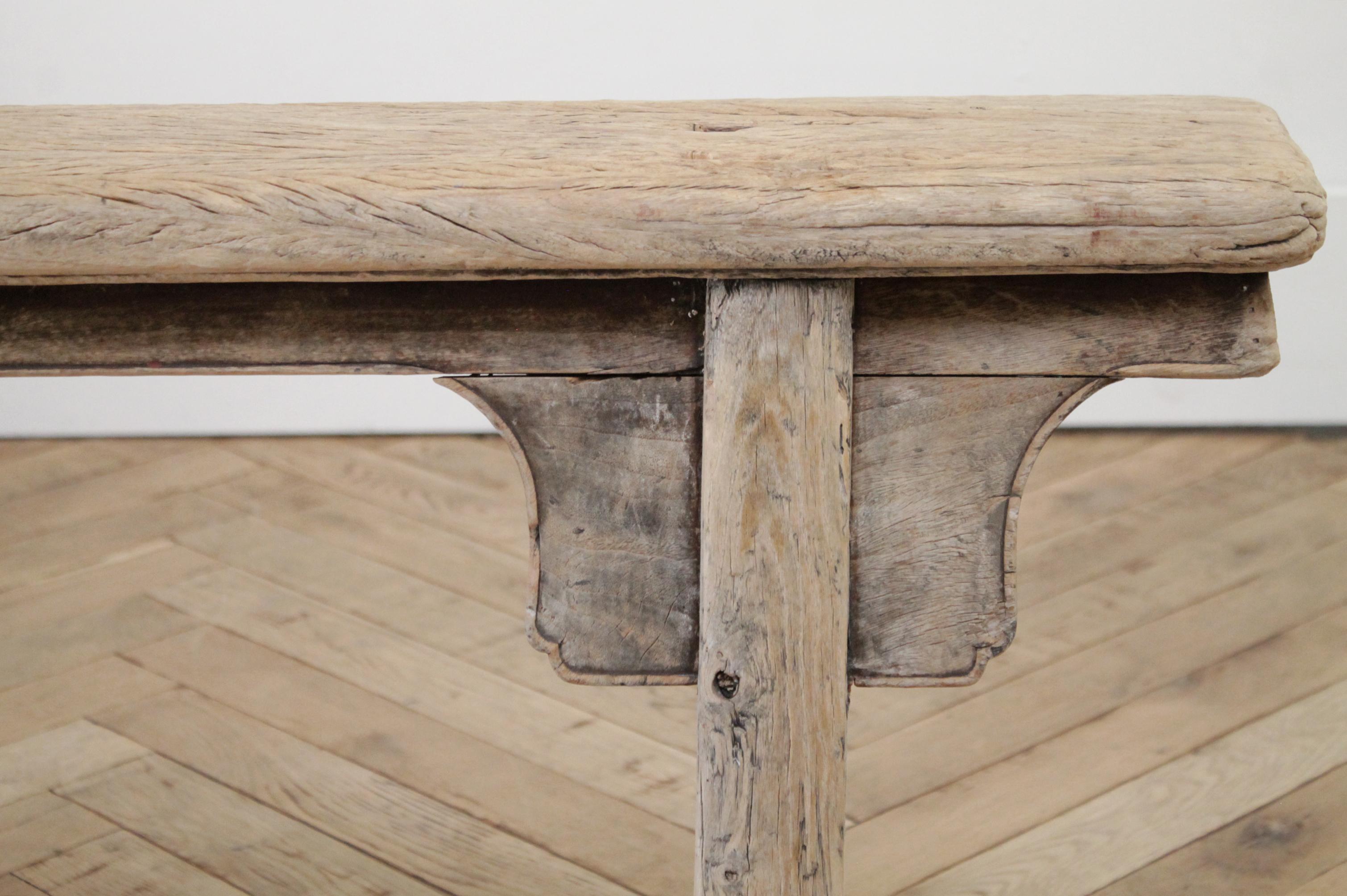 Antique Asian Elm Wood Bench 2