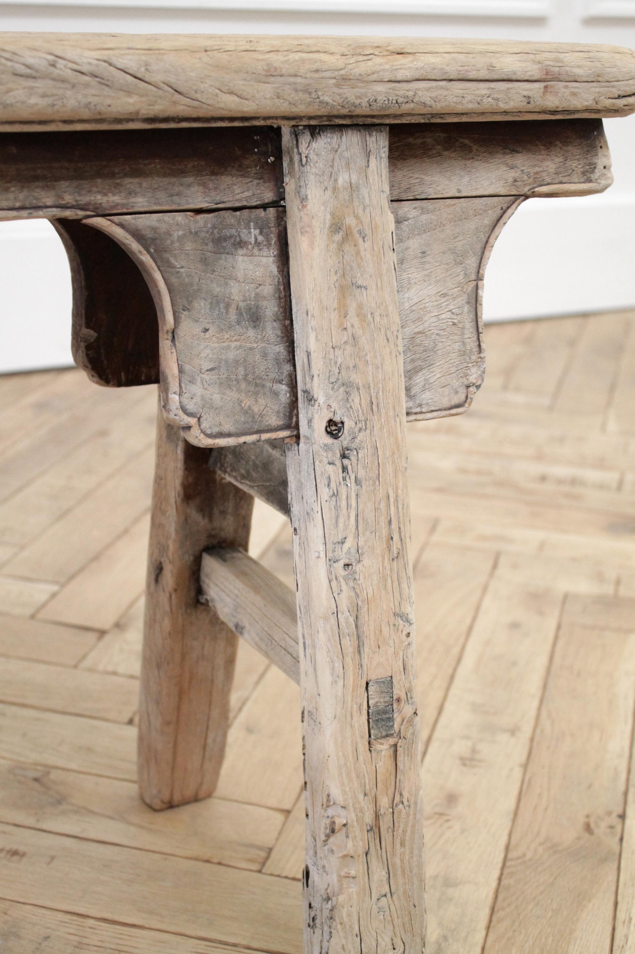 Antique Asian Elm Wood Bench 3