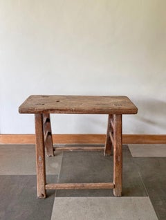 Tabouret chinois ancien en bois d'orme, début du 20ème siècle