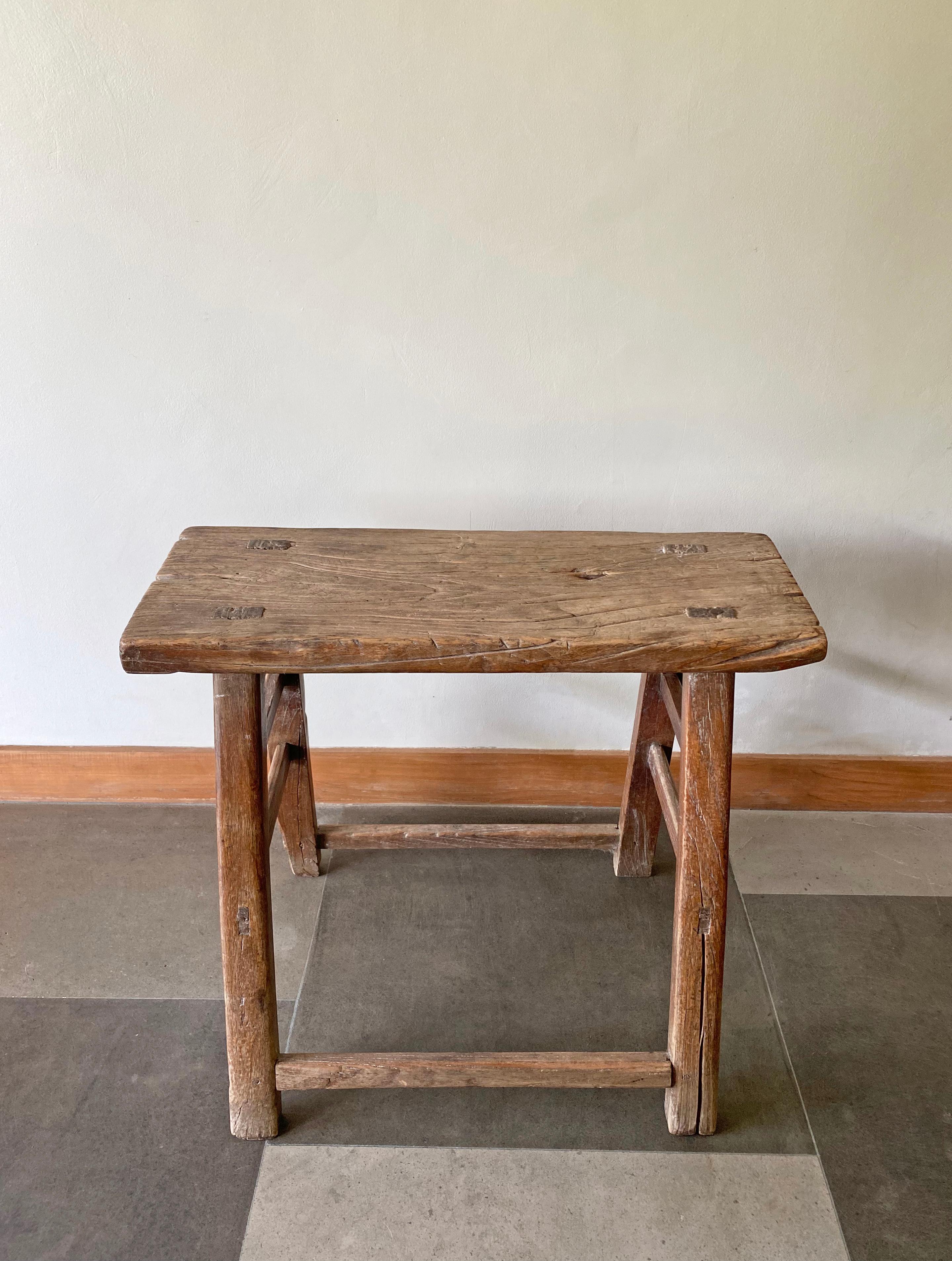 Other Antique Chinese Elm Wood Stool, Early 20th Century For Sale