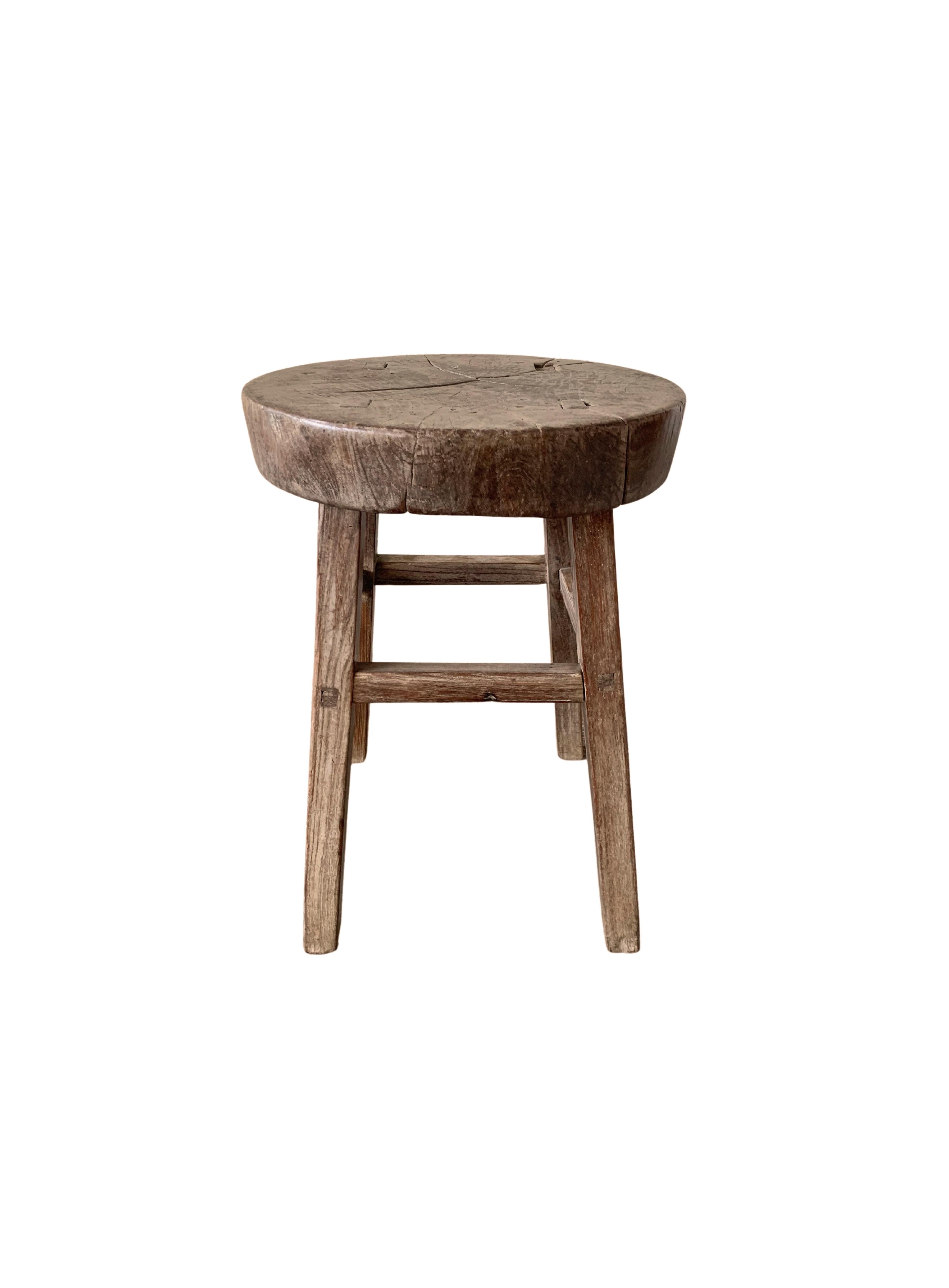 Other Antique Chinese Elm Wood Stool, Early 20th Century