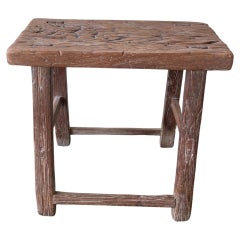 Tabouret chinois ancien en bois d'orme, début du 20ème siècle