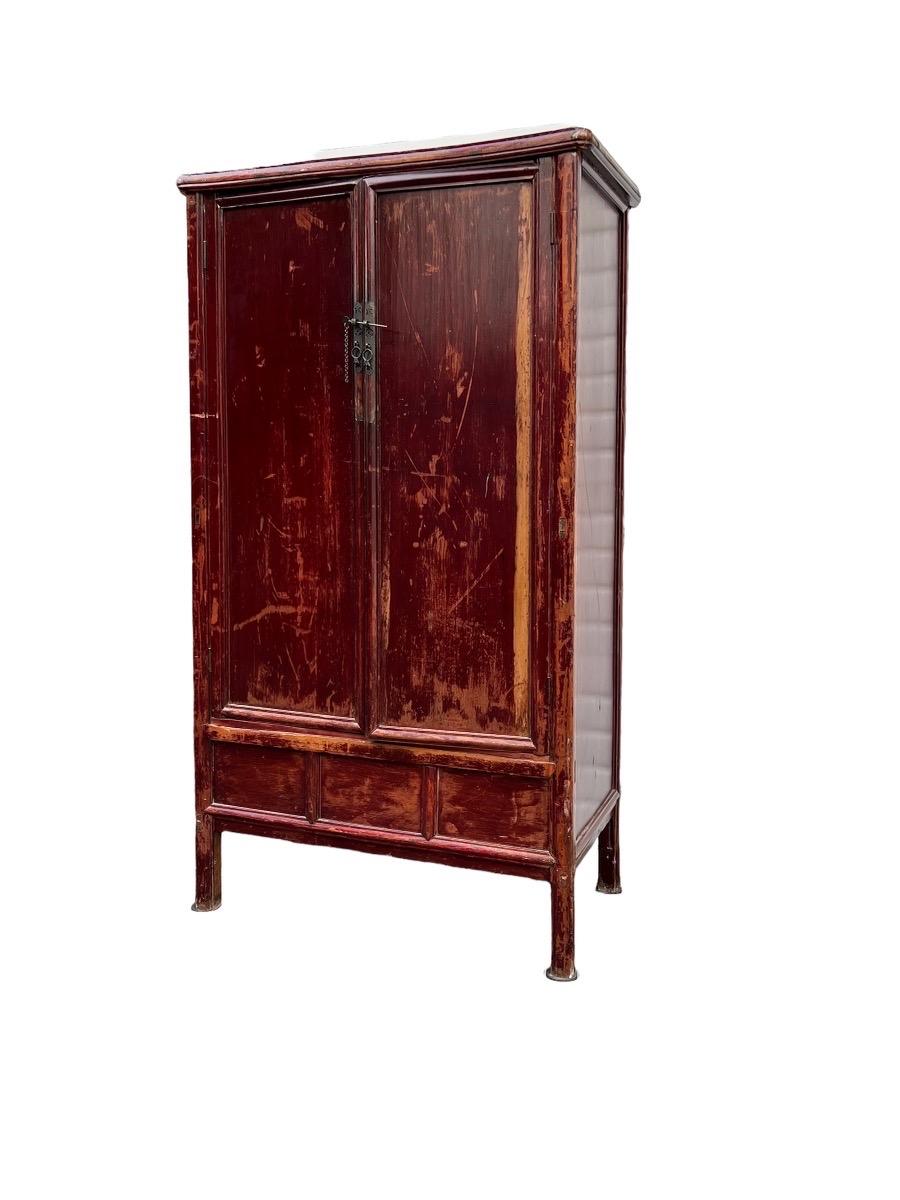 Antique Chinese Elmwood armoire or wardrobe cabinet
Dimensions. 41 W ; 75 H ; 19 D
Top Shelf. 37 1/2 W ; 13 H ; 19 D
Middle Shelf 37 1/2 W ; 15 3/4 H ; 19 D
Bottom Shelf 37 1/2 W ; 17 H ; 19 D.