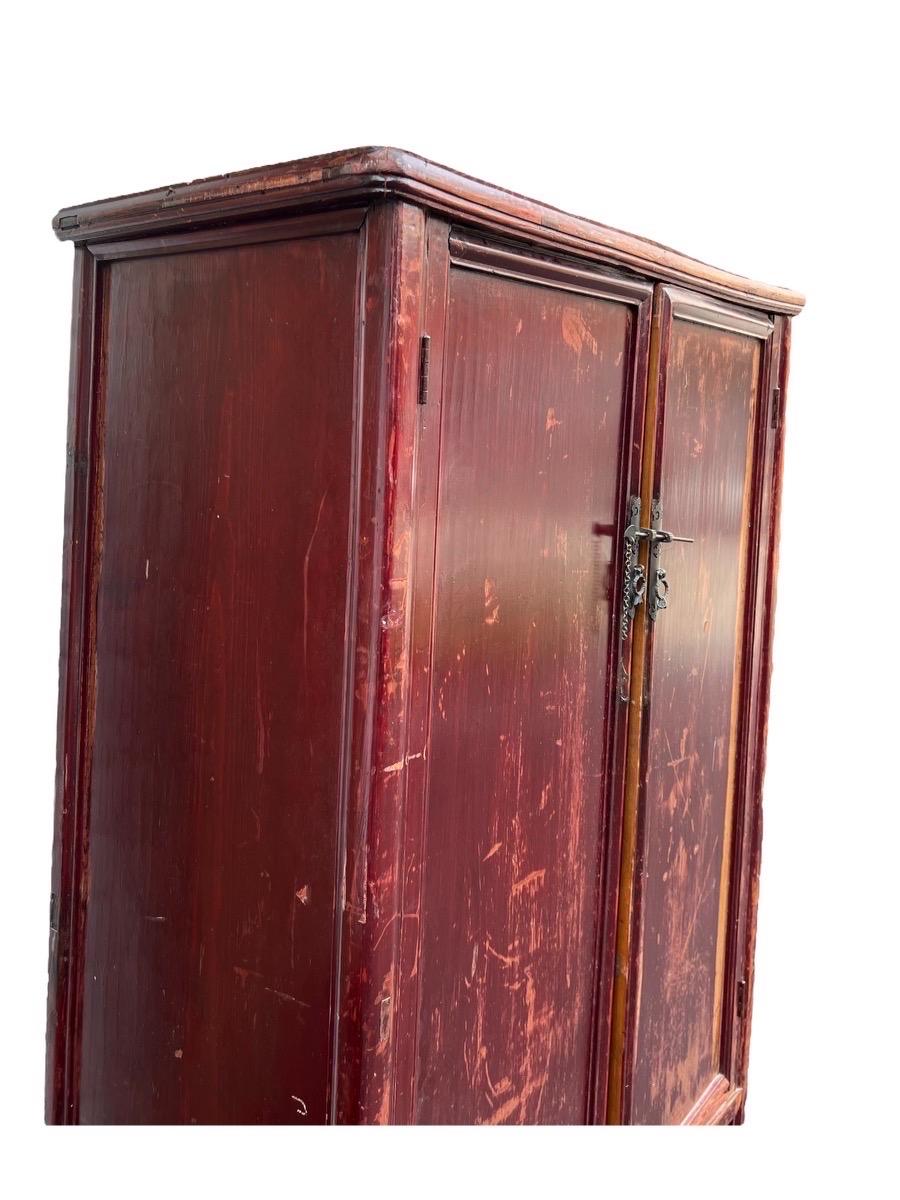 Mid-Century Modern Antique Chinese Elmwood Armoire or Wardrobe Cabinet For Sale